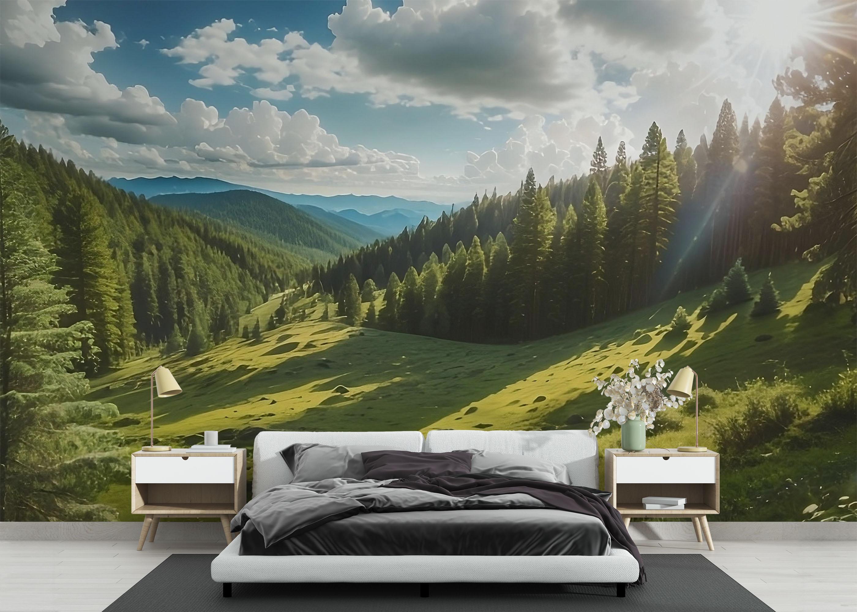 Fototapet Mountain Forest Art mockup 3