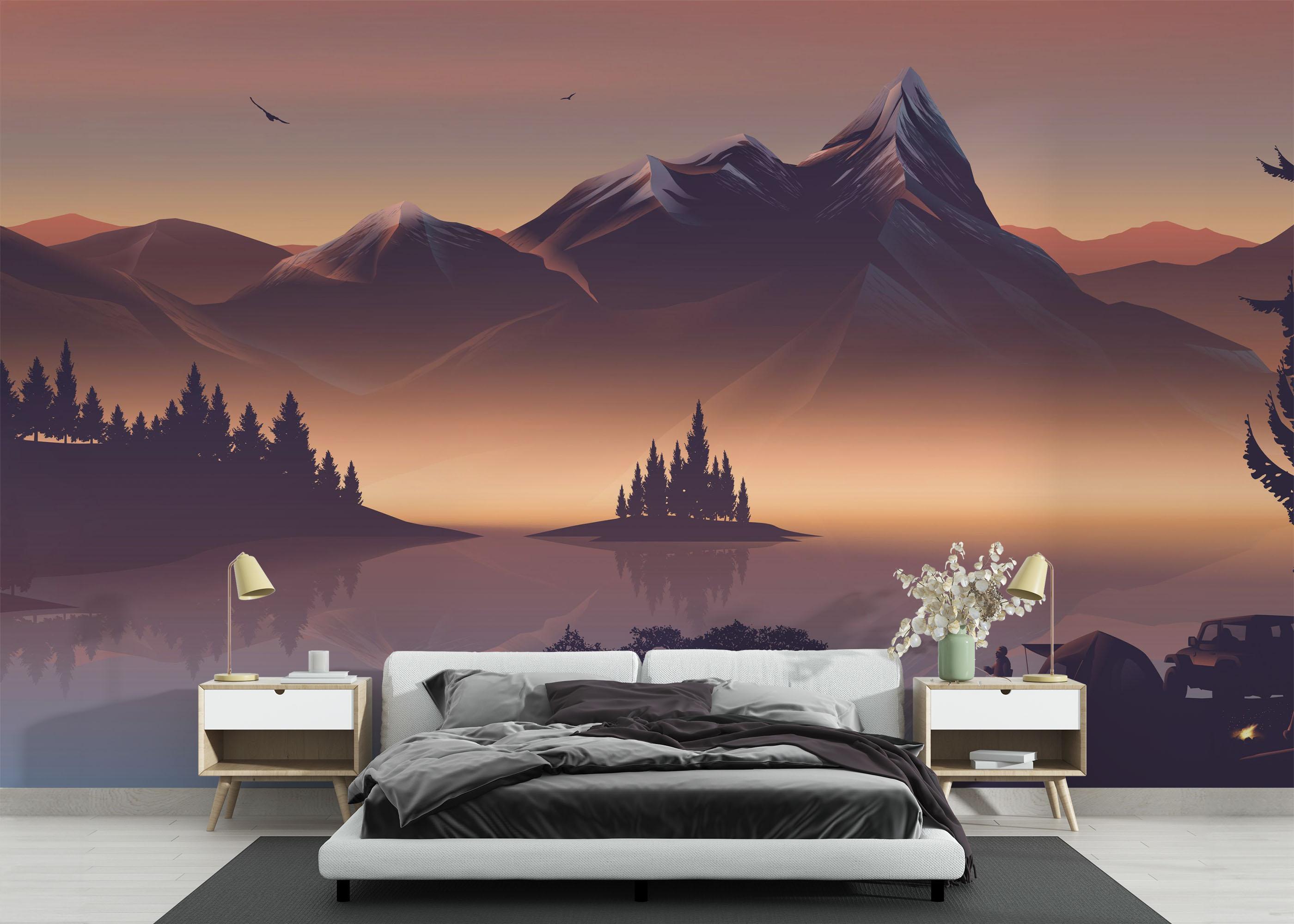 Fototapet Mountain Lake Trip mockup 3