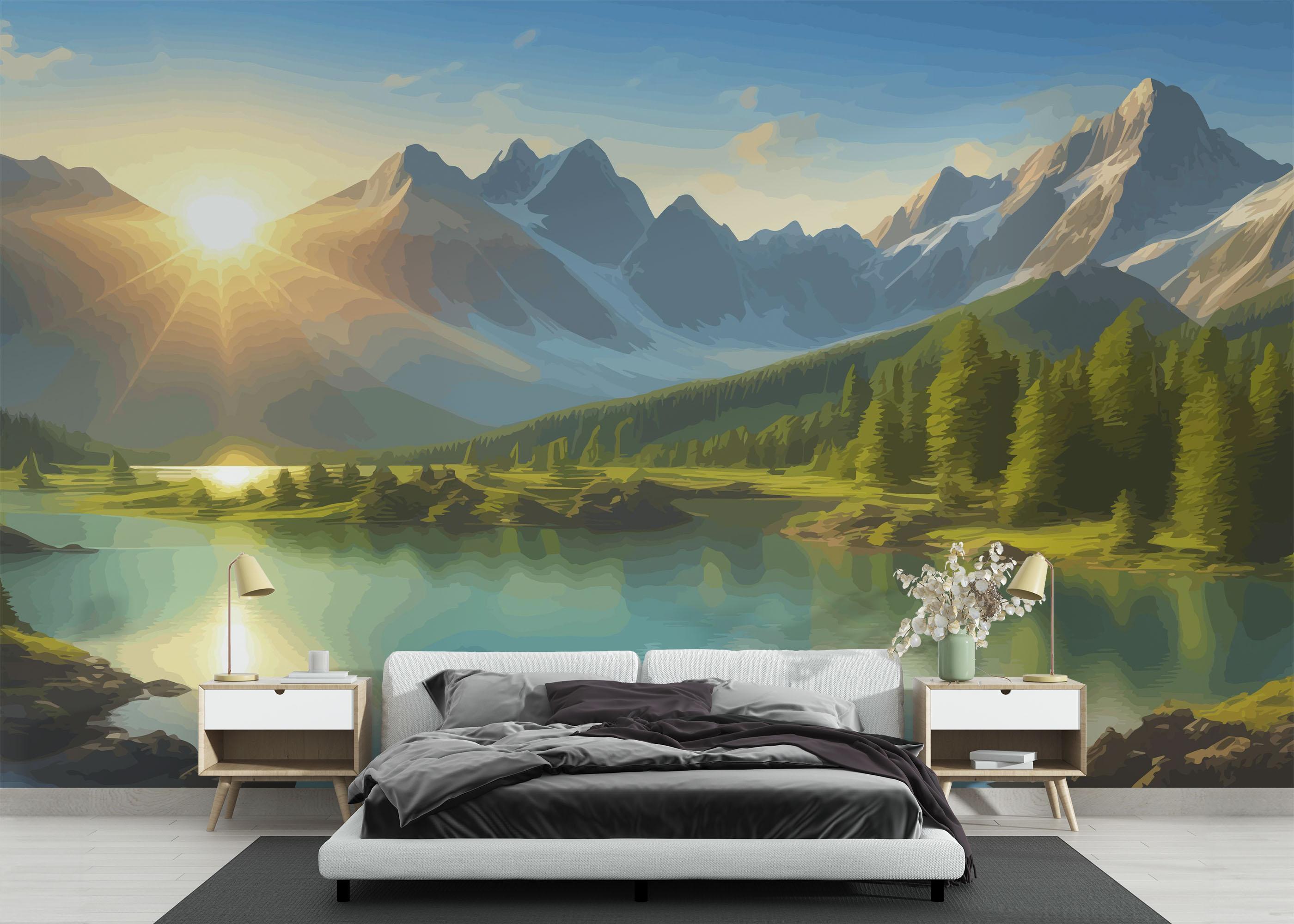 Fototapet Mountain Lake View mockup 3