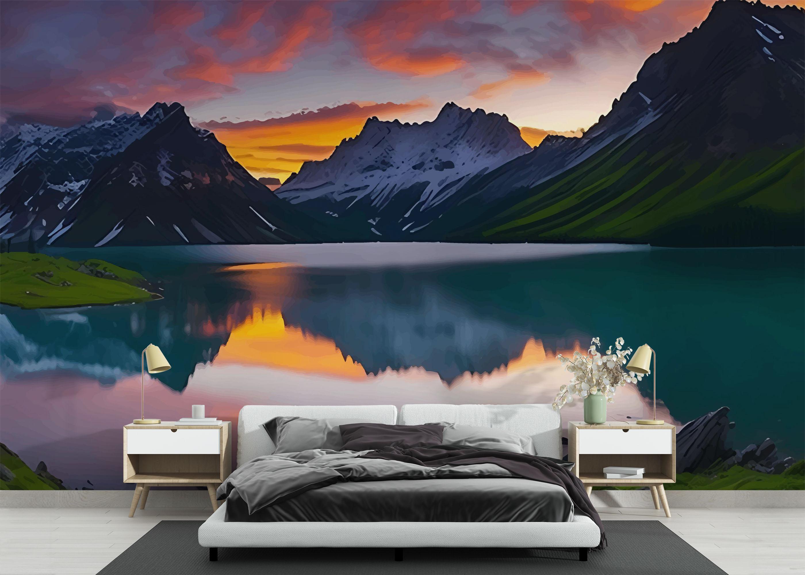 Fototapet Mountain Pink Sky mockup 3