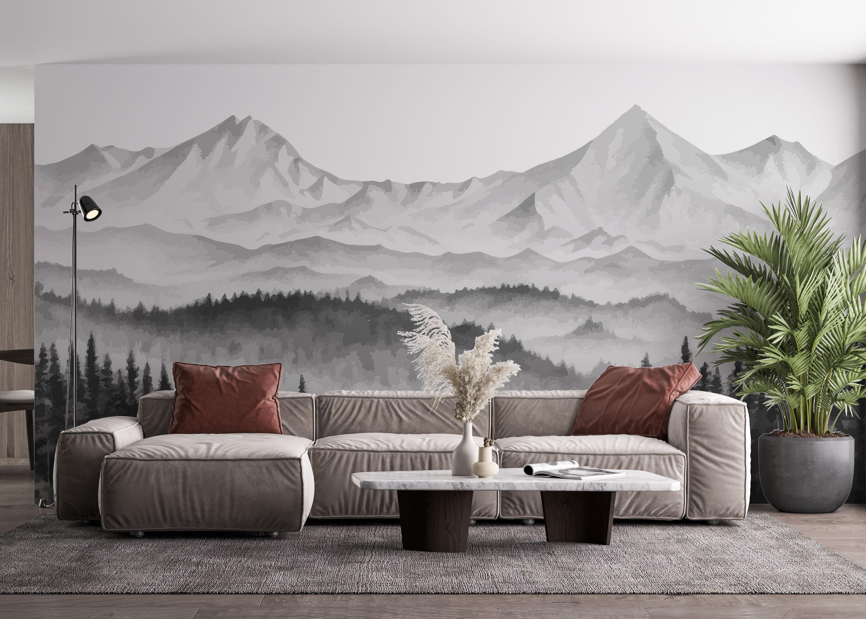 Fototapet Grey Tree Mountain mockup 4