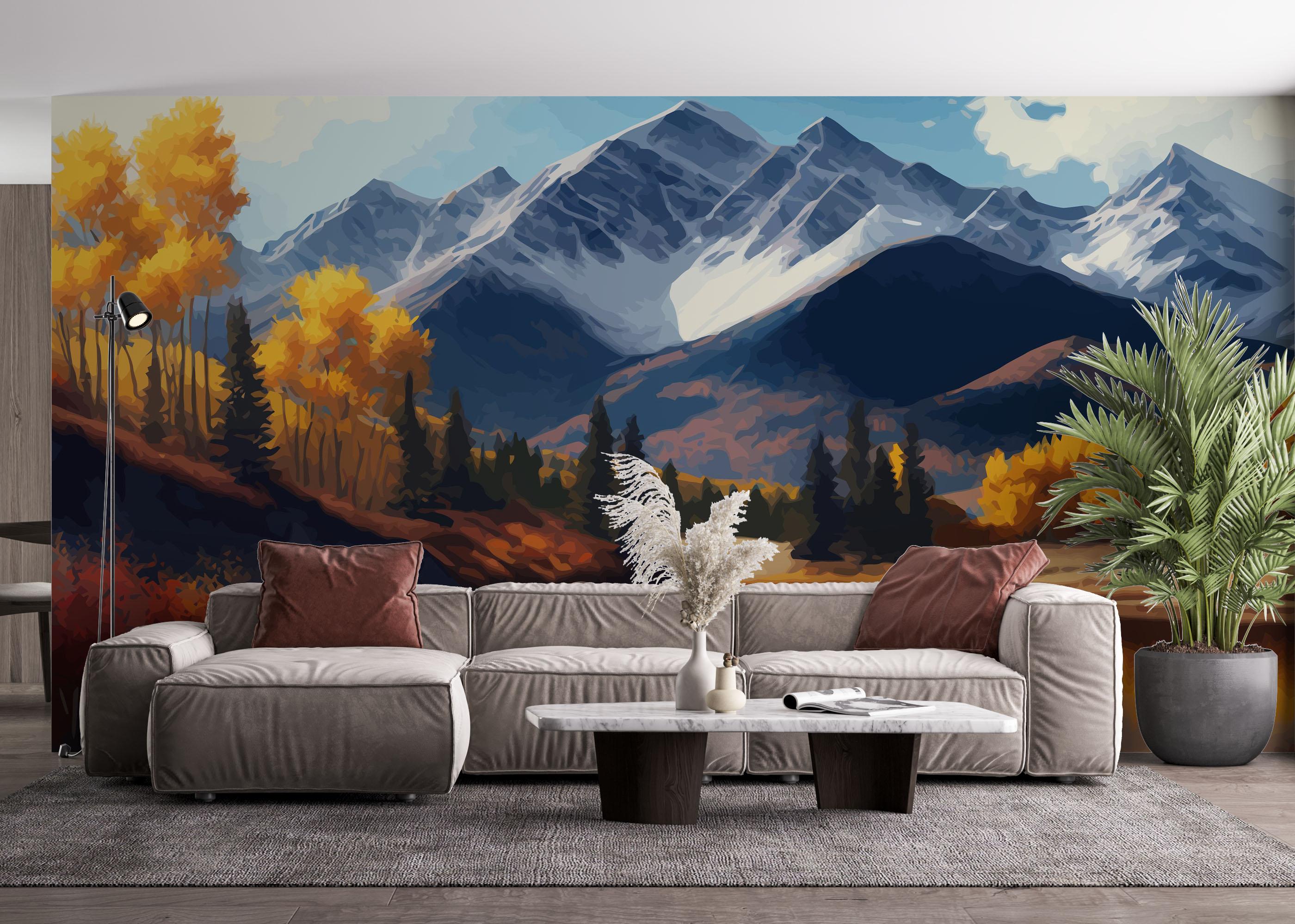 Fototapet Mountain Autumn Tree mockup 4