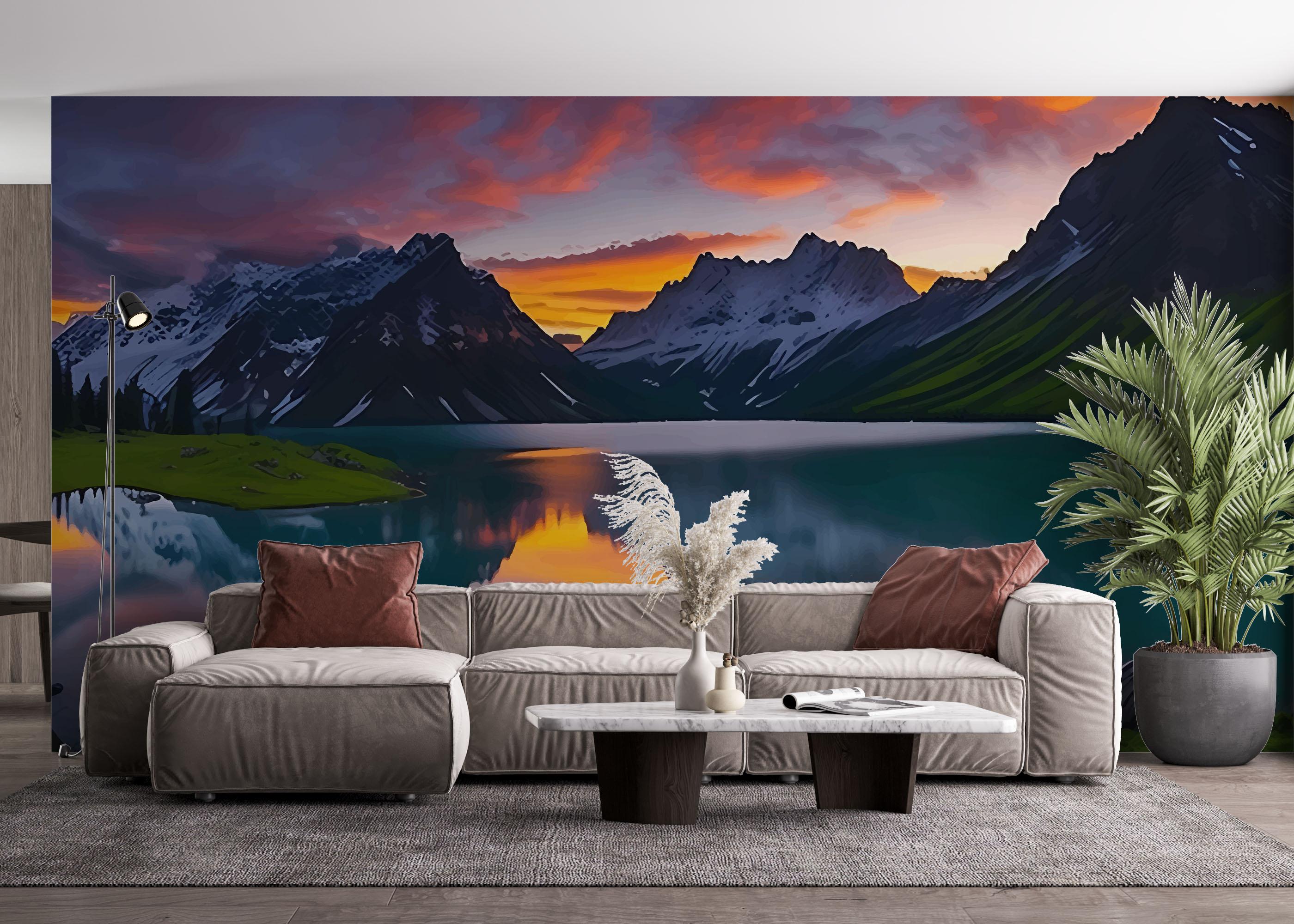 Fototapet Mountain Pink Sky mockup 4