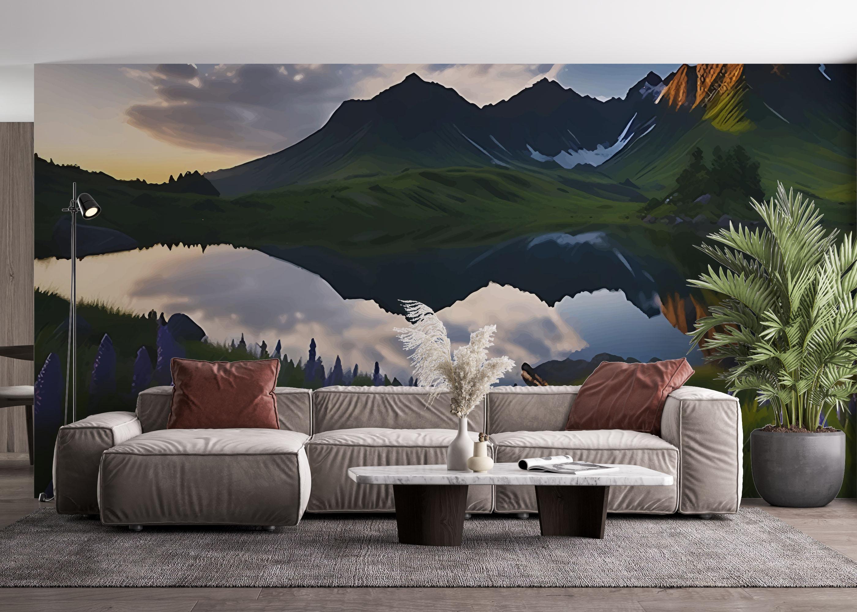 Fototapet Mountain Purple Plant mockup 4