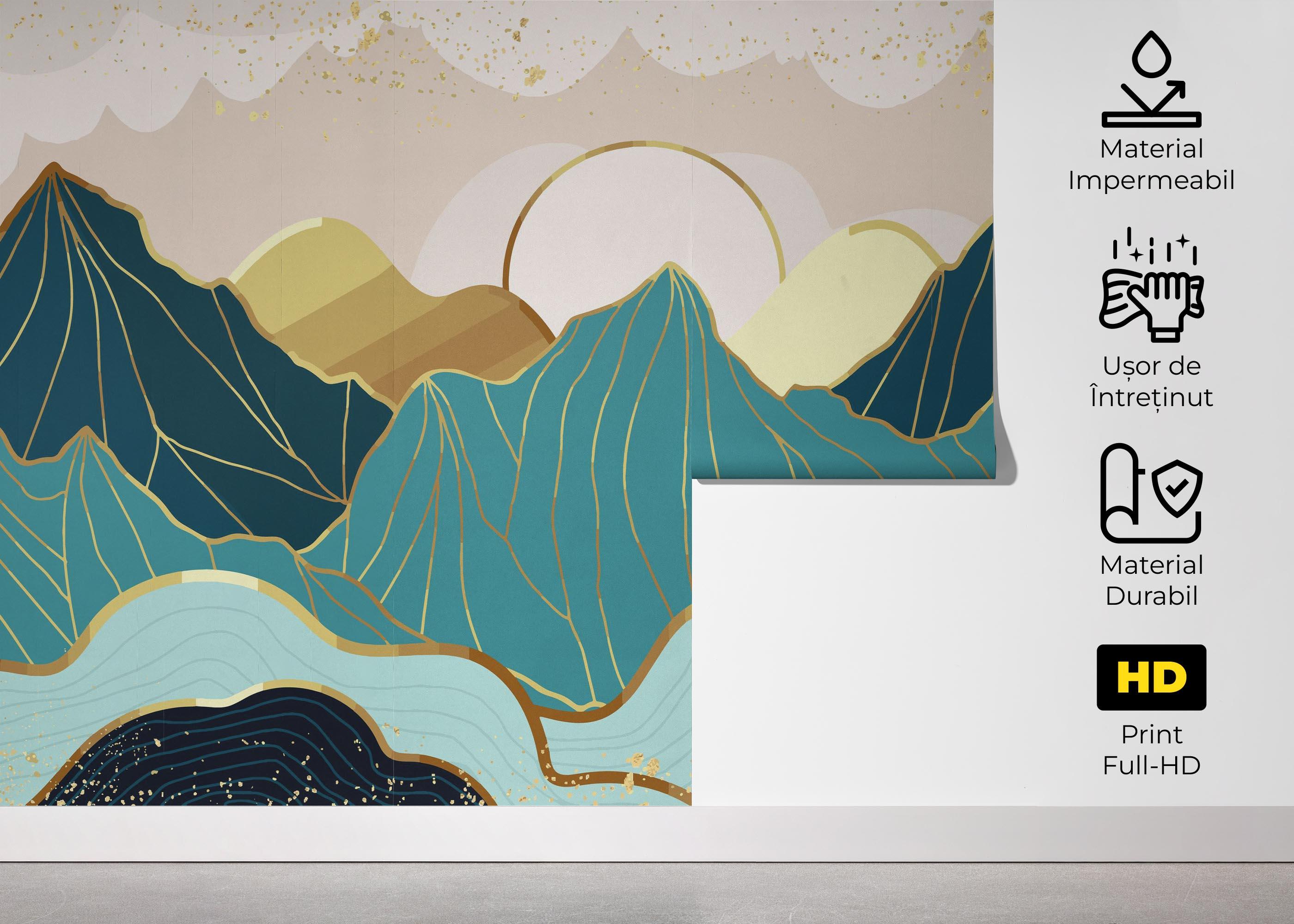 Fototapet Blue Gold Mountain mockup 5