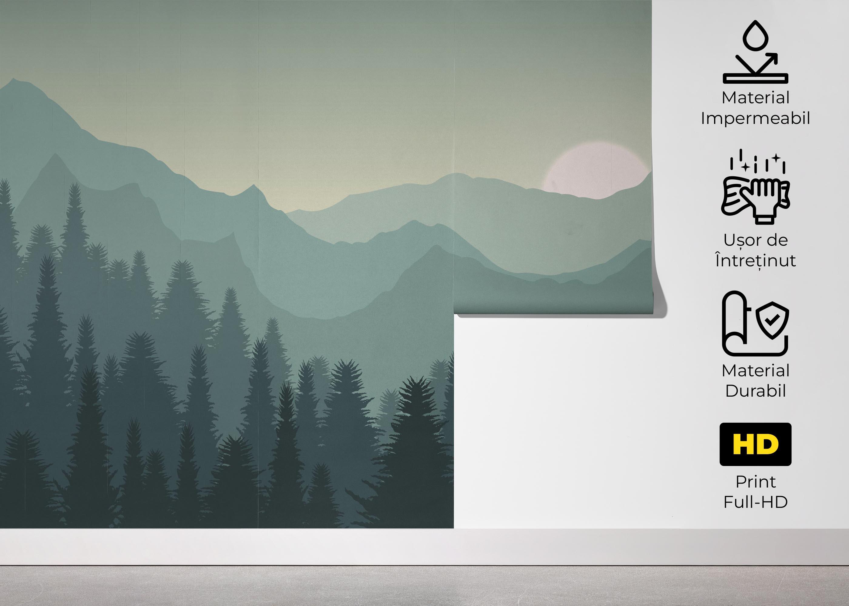 Fototapet Green Mountain Tree mockup 5