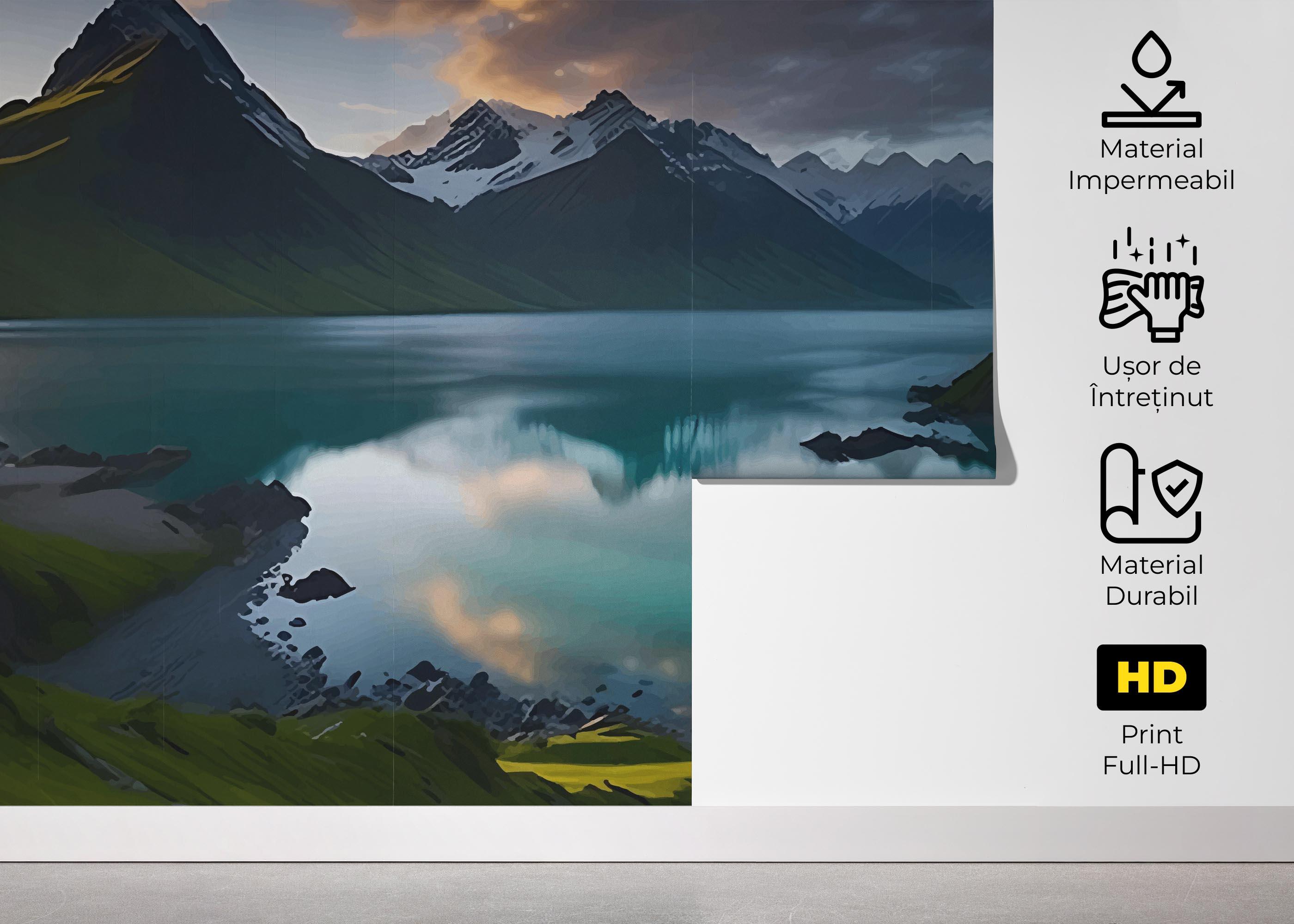 Fototapet Mountain Blue Lake mockup 5