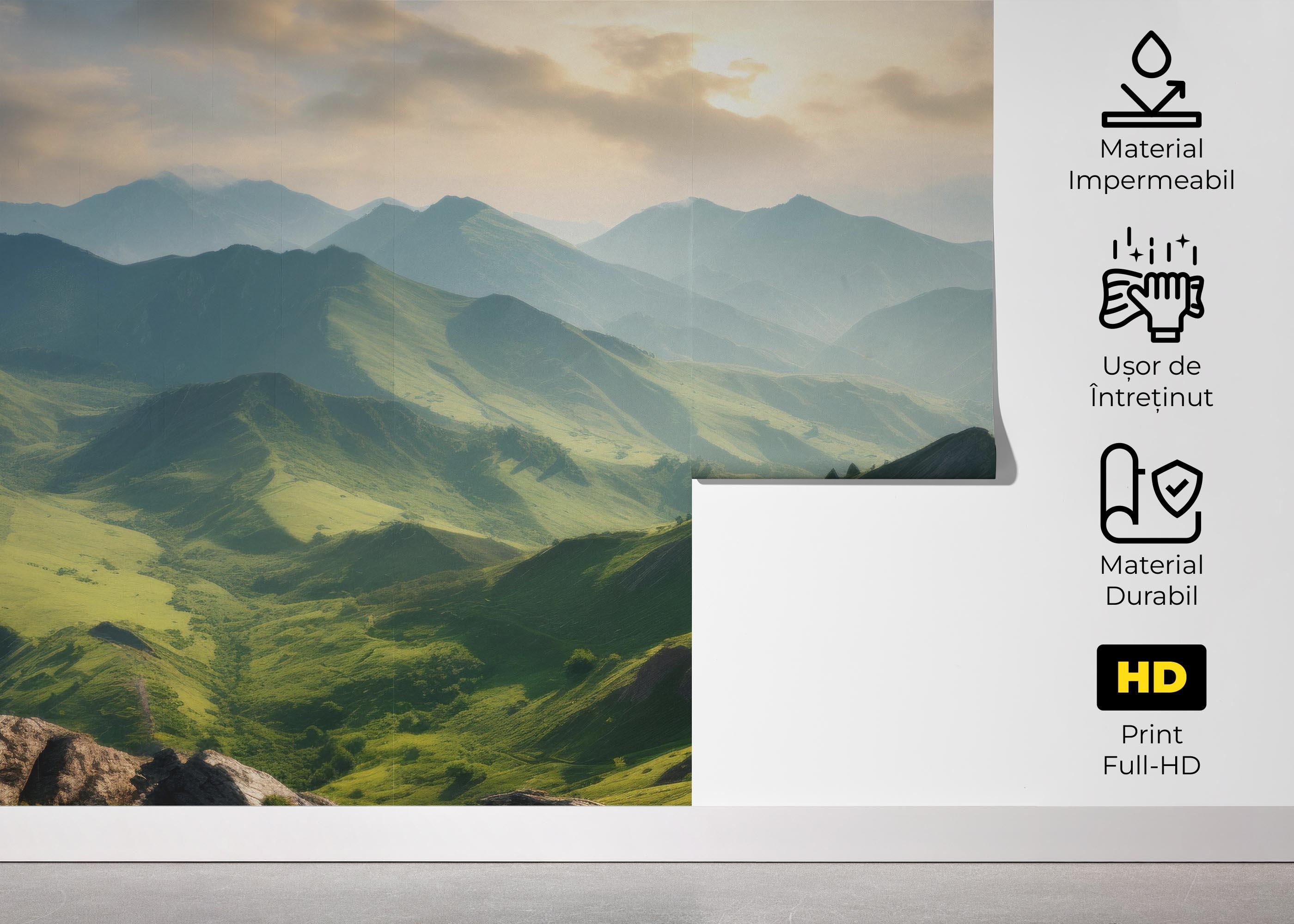 Fototapet Mountain Green Grass mockup 5