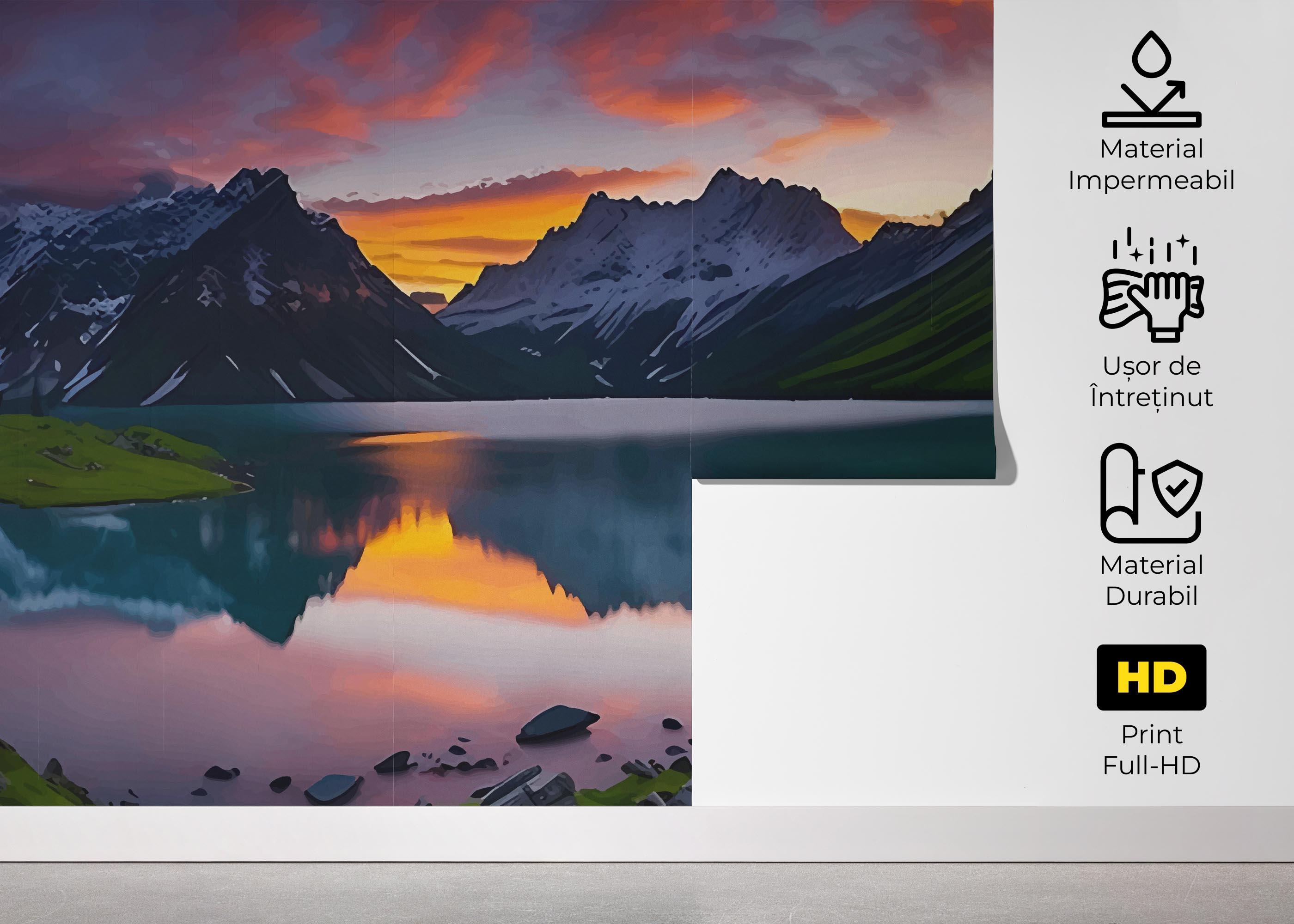 Fototapet Mountain Pink Sky mockup 5