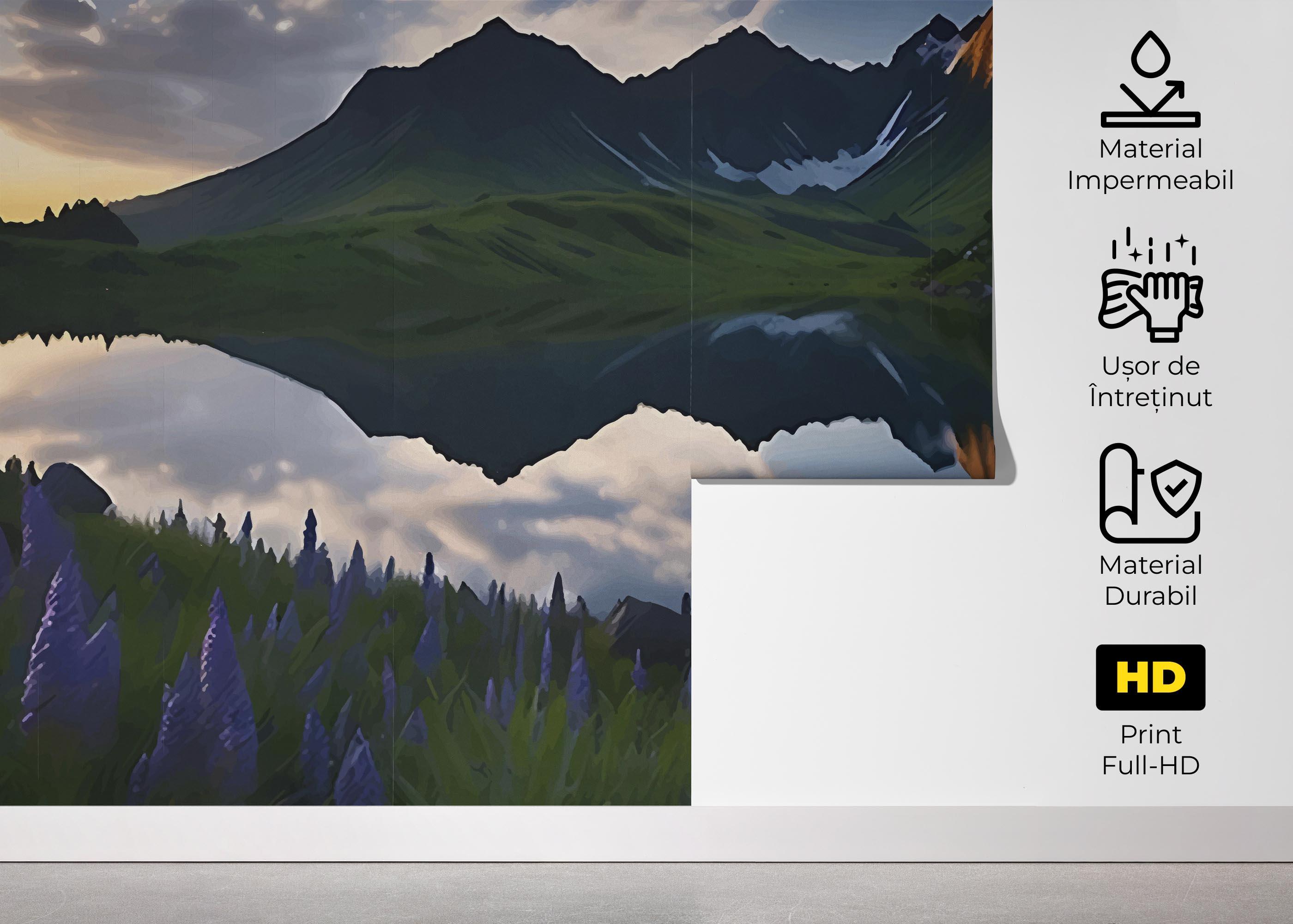 Fototapet Mountain Purple Plant mockup 5