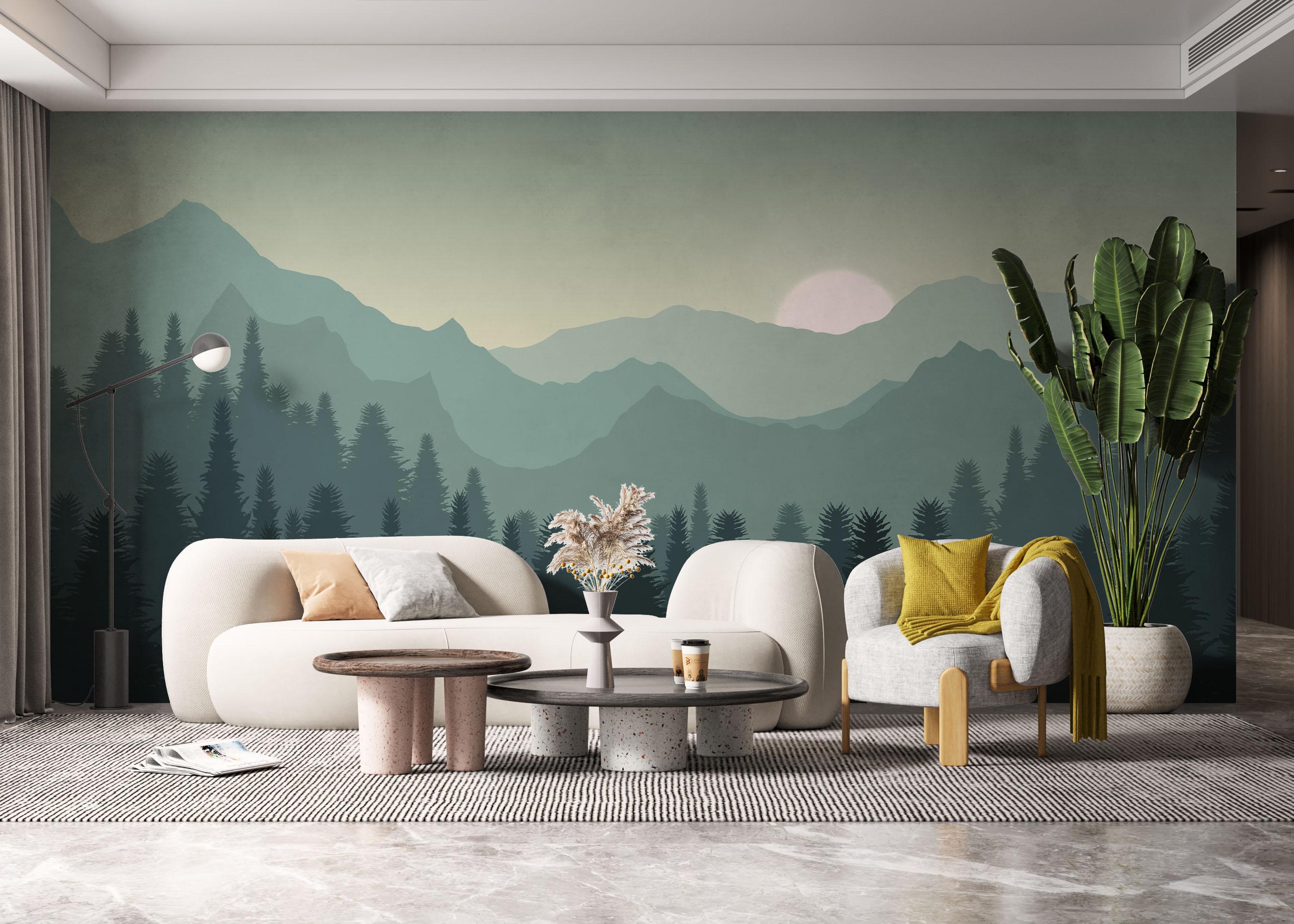 Fototapet Green Mountain Tree mockup 6