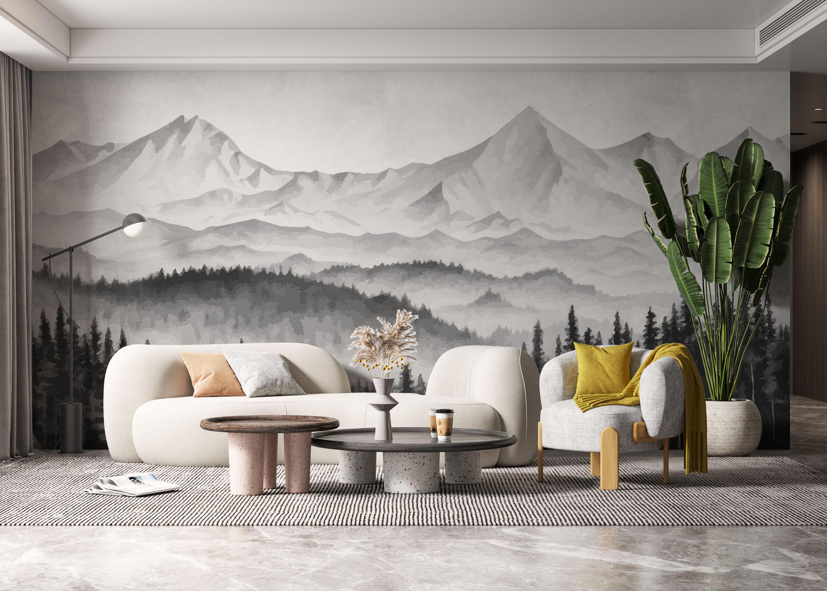 Fototapet Grey Tree Mountain mockup 6