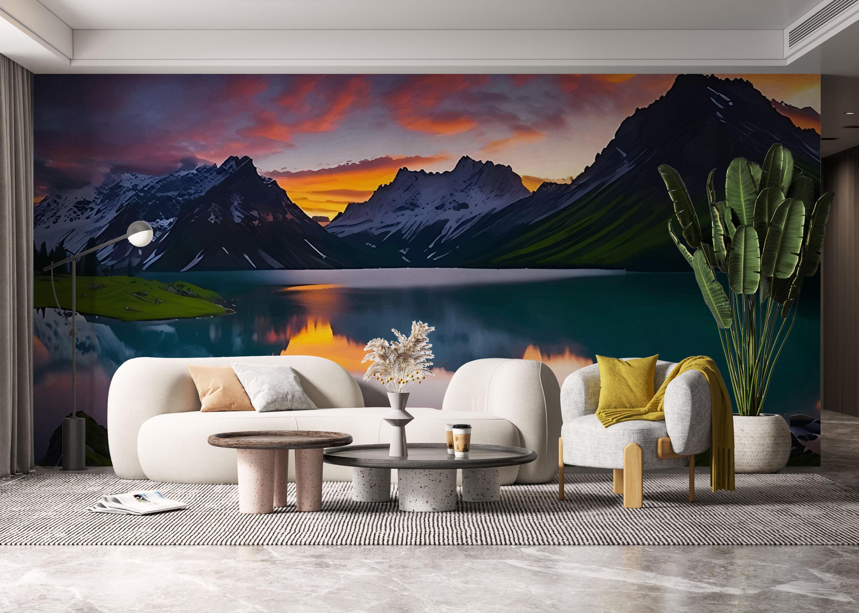 Fototapet Mountain Pink Sky mockup 6