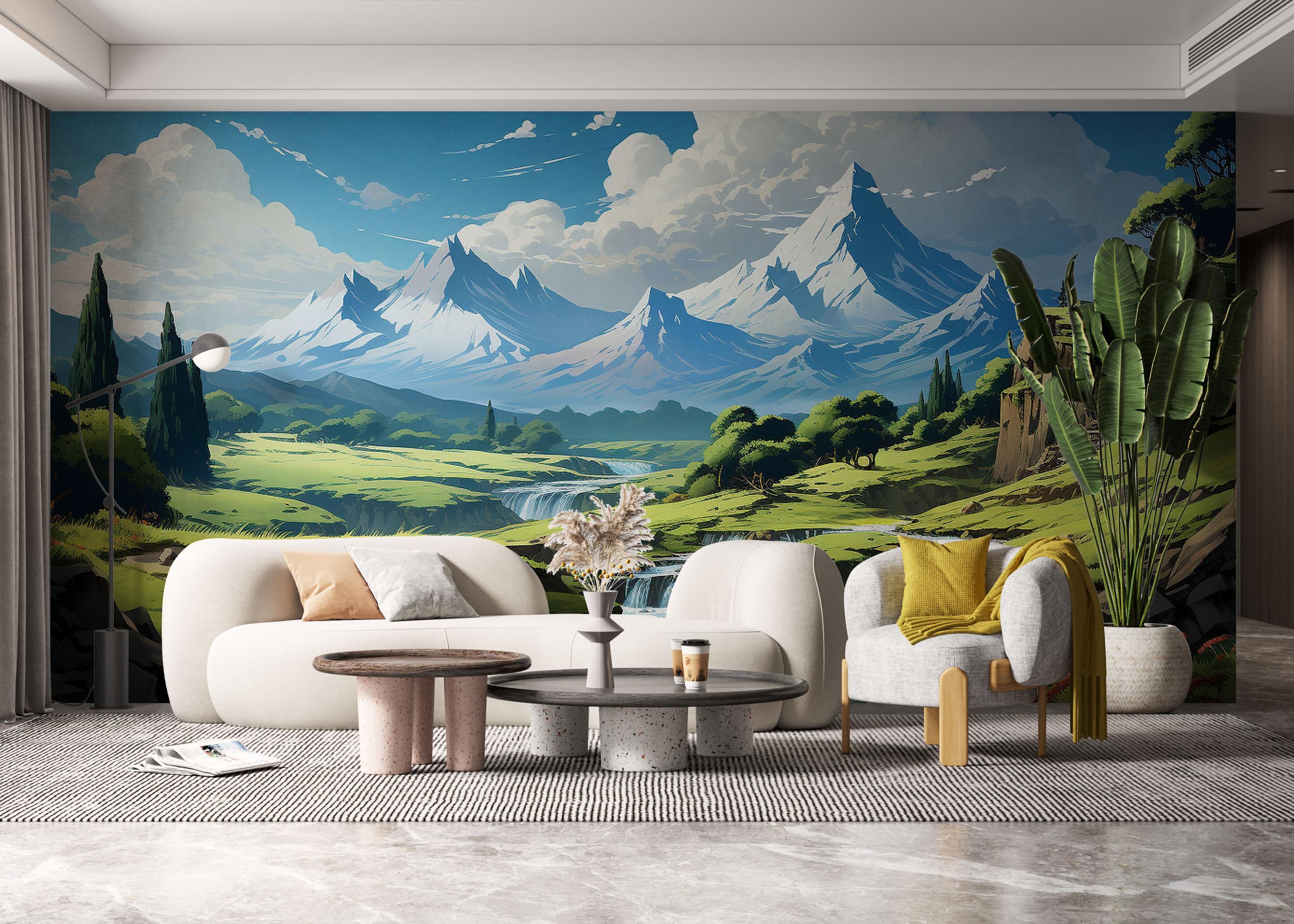 Fototapet Snow Mountain Art mockup 6