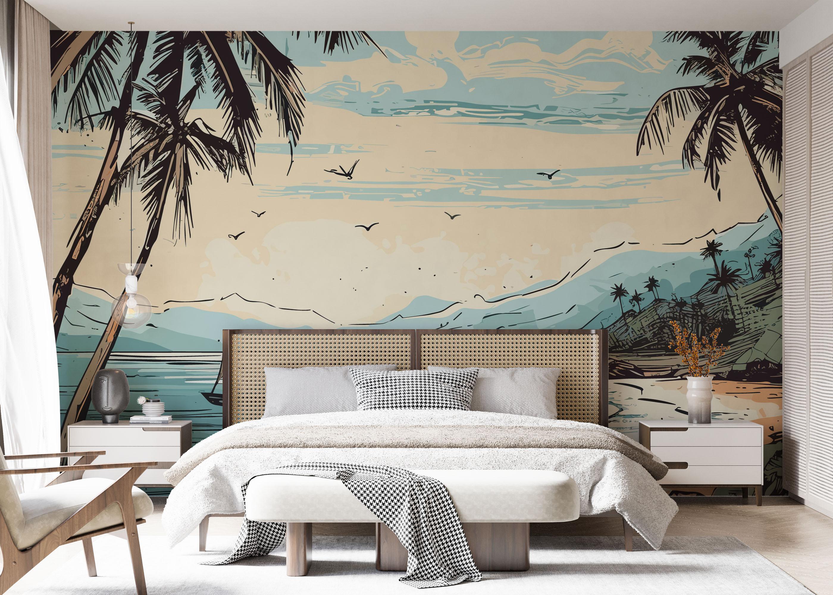 Fototapet Black Line Beach mockup 7