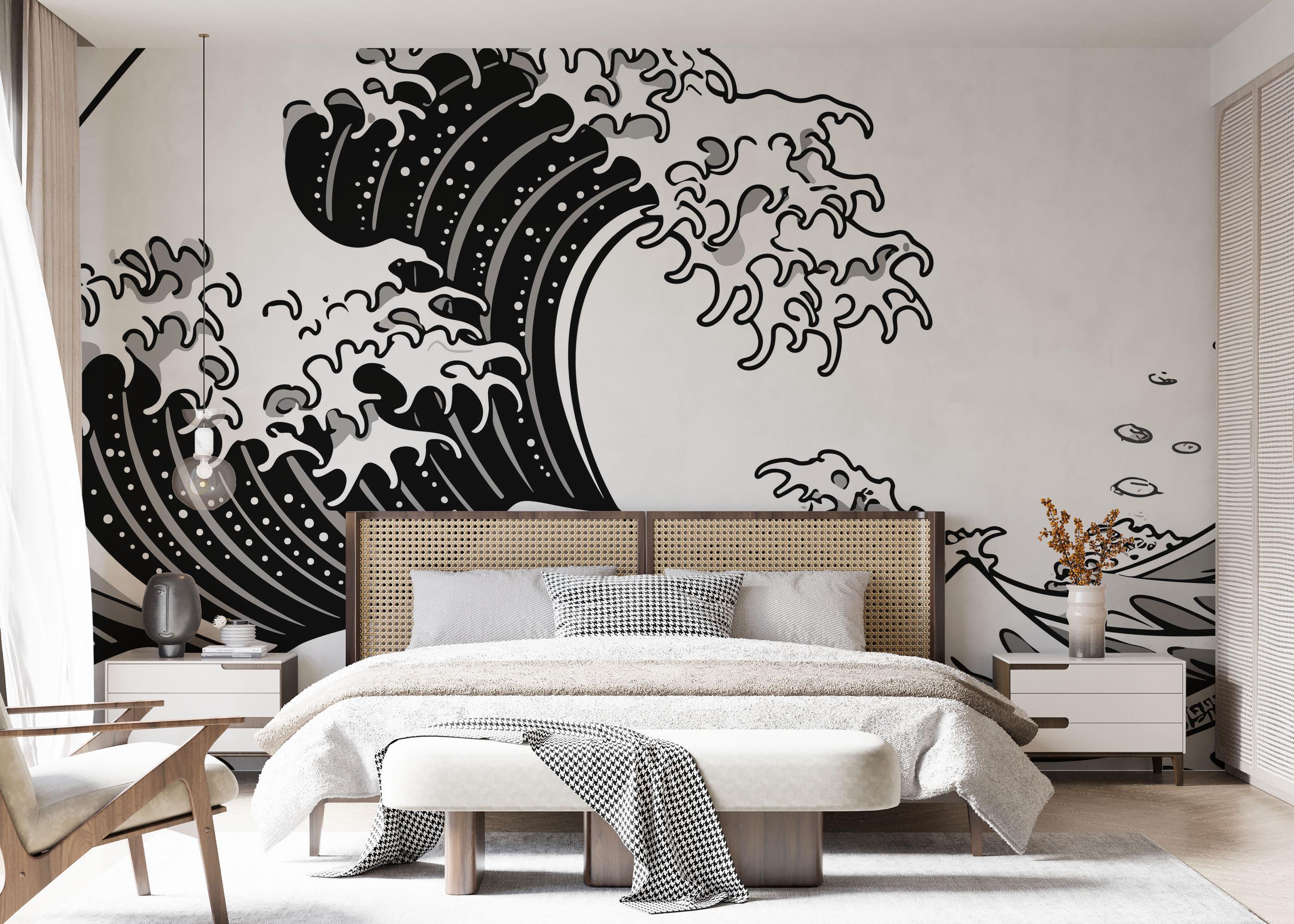 Fototapet Black Line Wave mockup 7