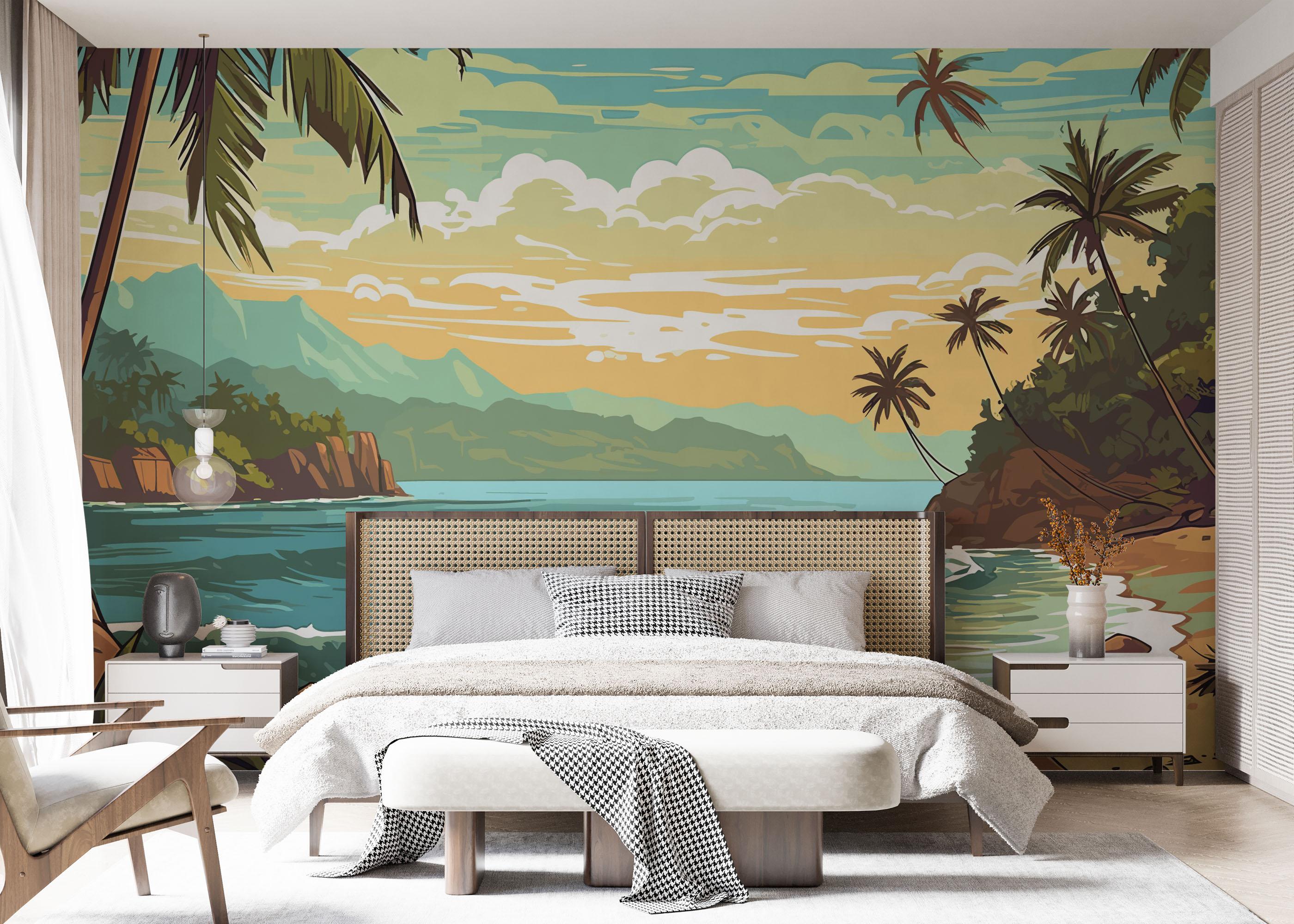 Fototapet Cartoon Beach Art mockup 7