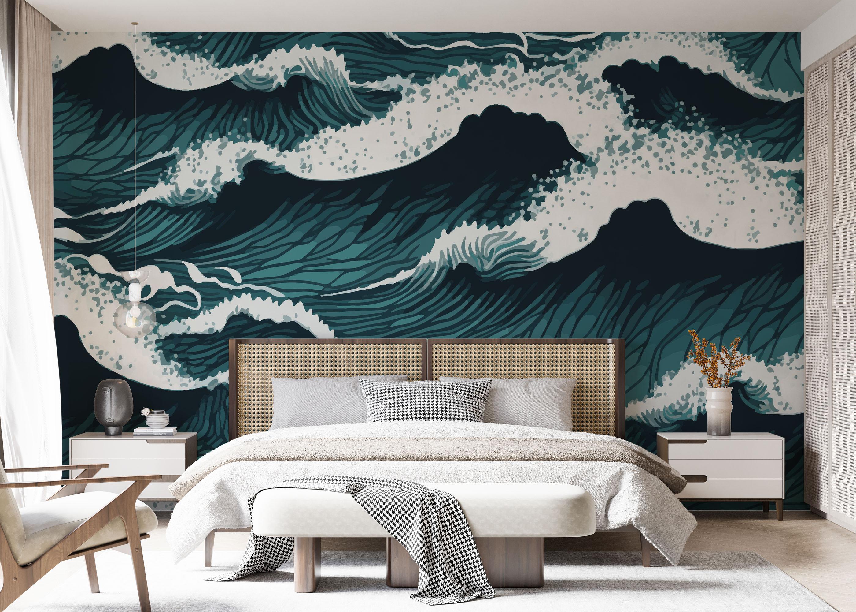 Fototapet Dark Green Wave mockup 7