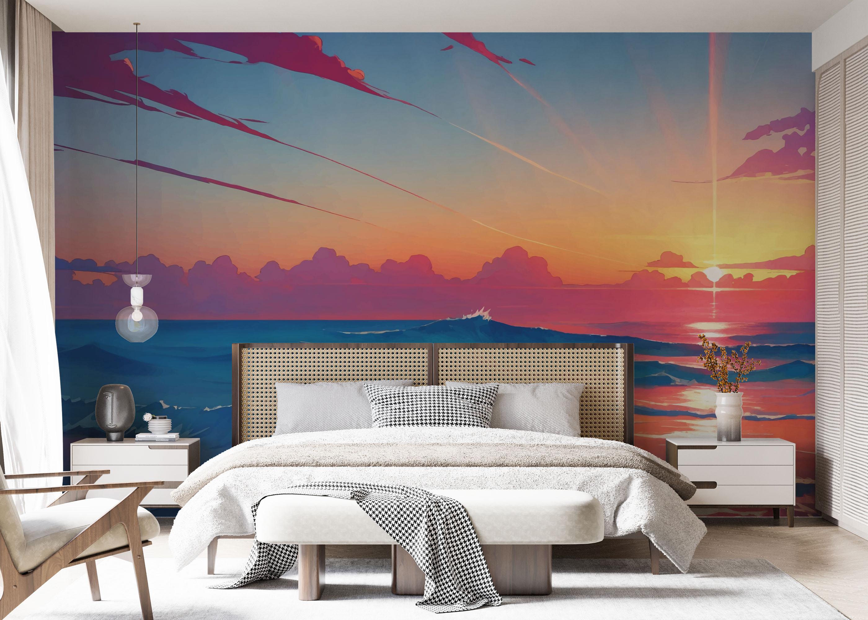 Fototapet Pink Sunset Ocean mockup 7
