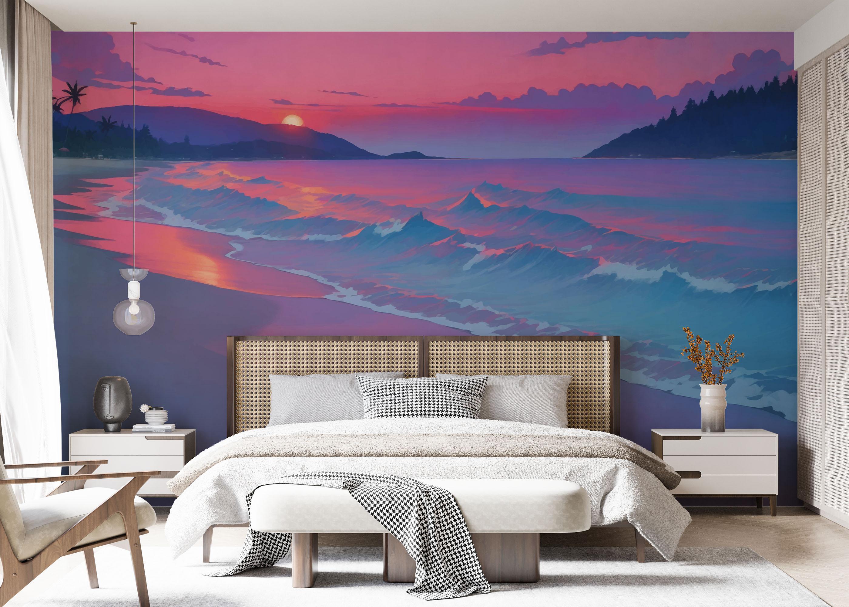 Fototapet Purple View Beach mockup 7