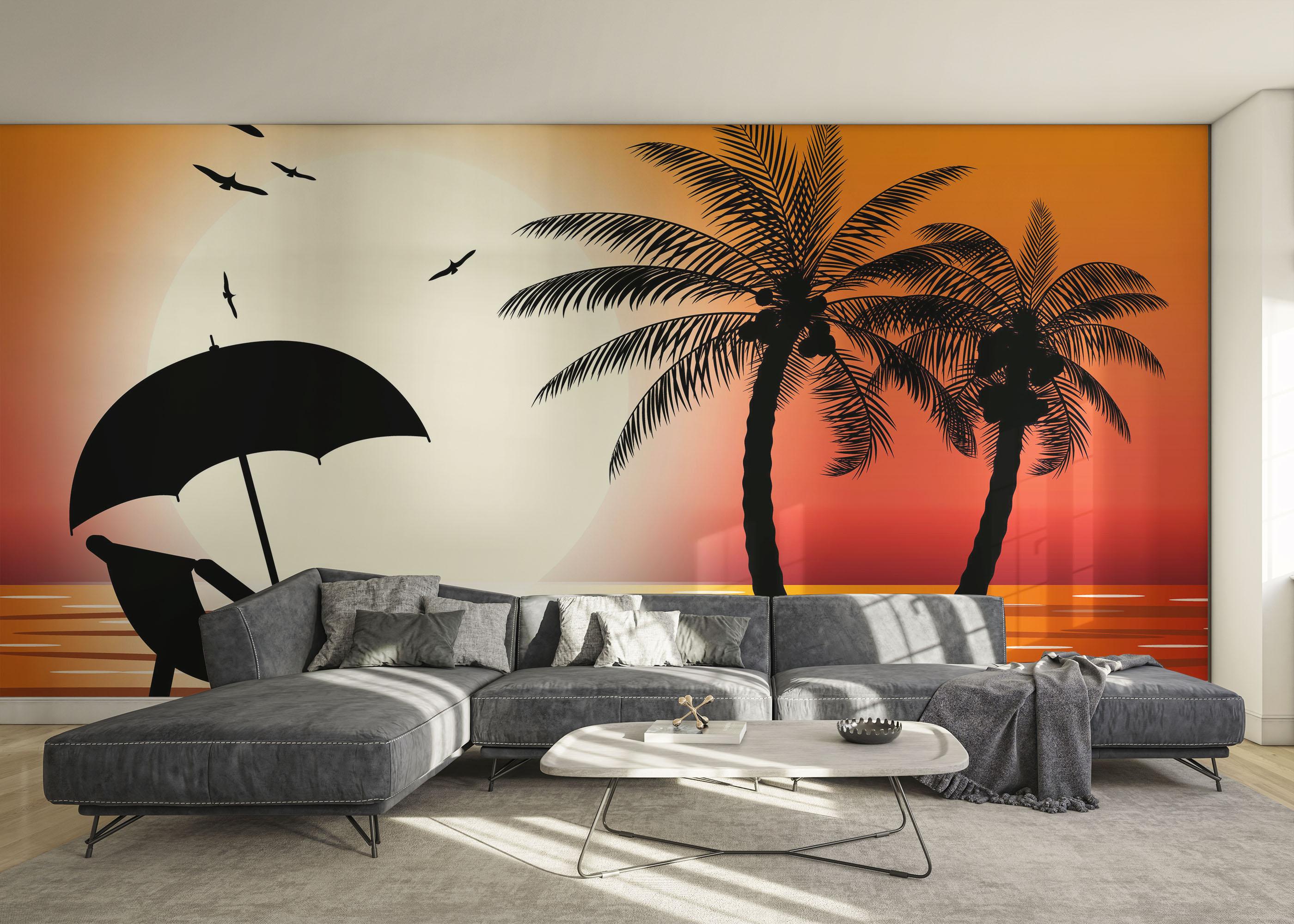 Fototapet Beach Chair Sunset mockup 0