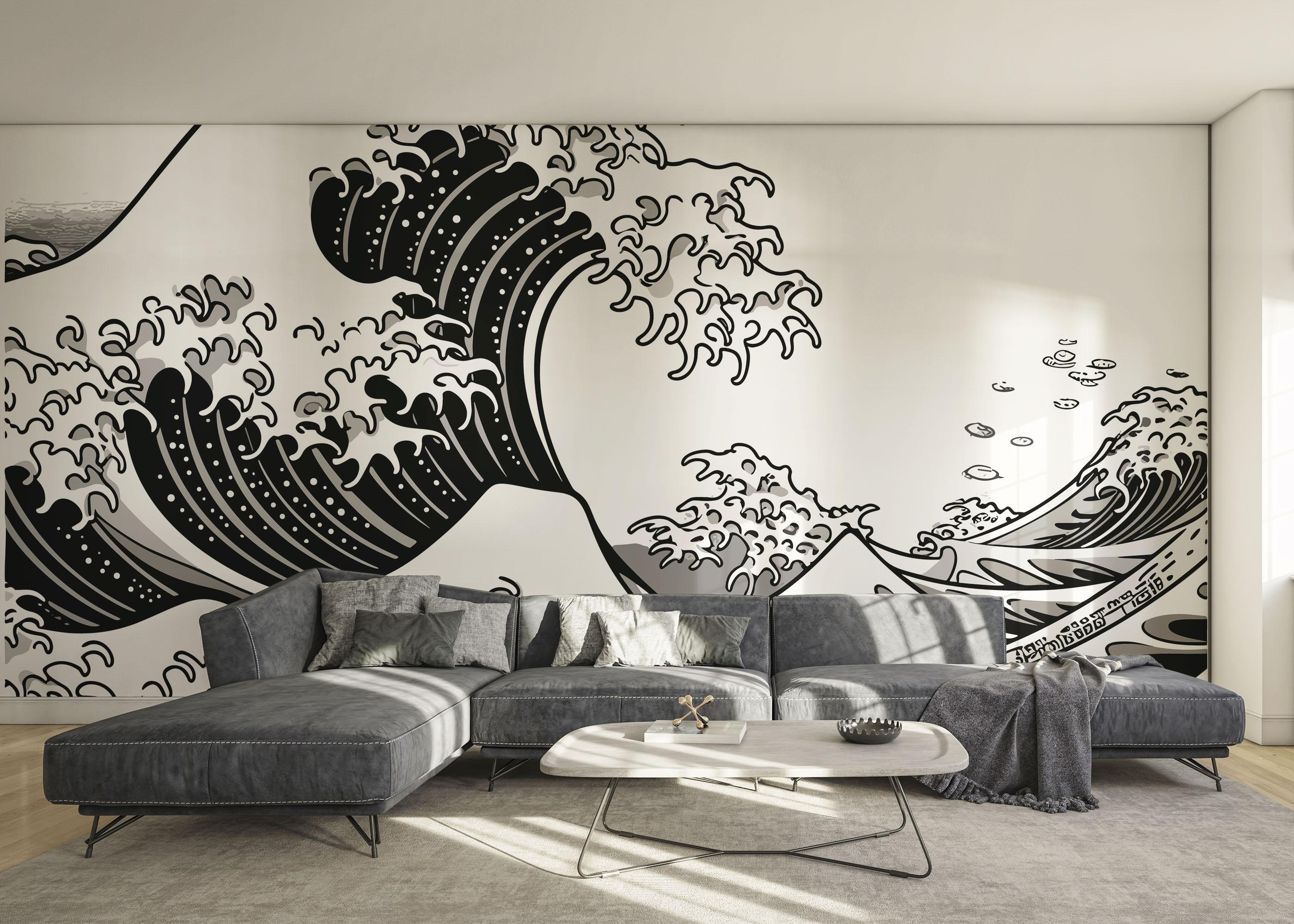 Fototapet Black Line Wave mockup 0