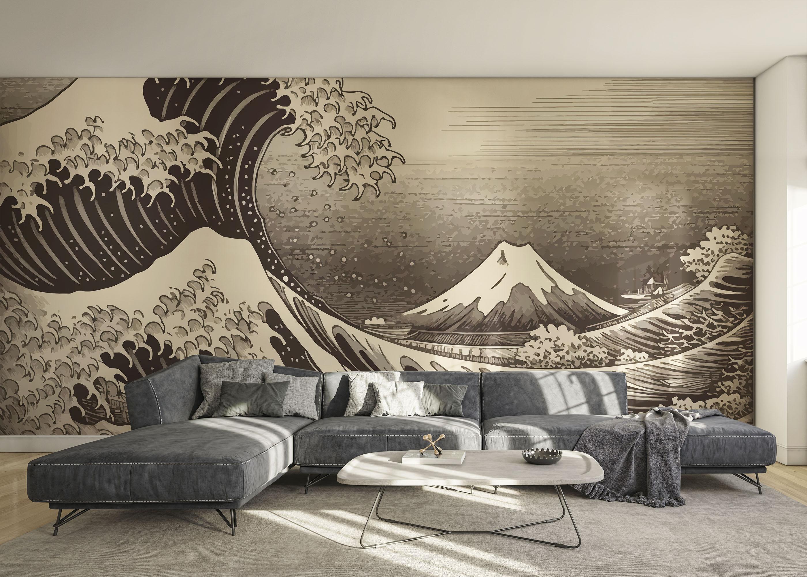 Fototapet Cream Brown Wave mockup 0