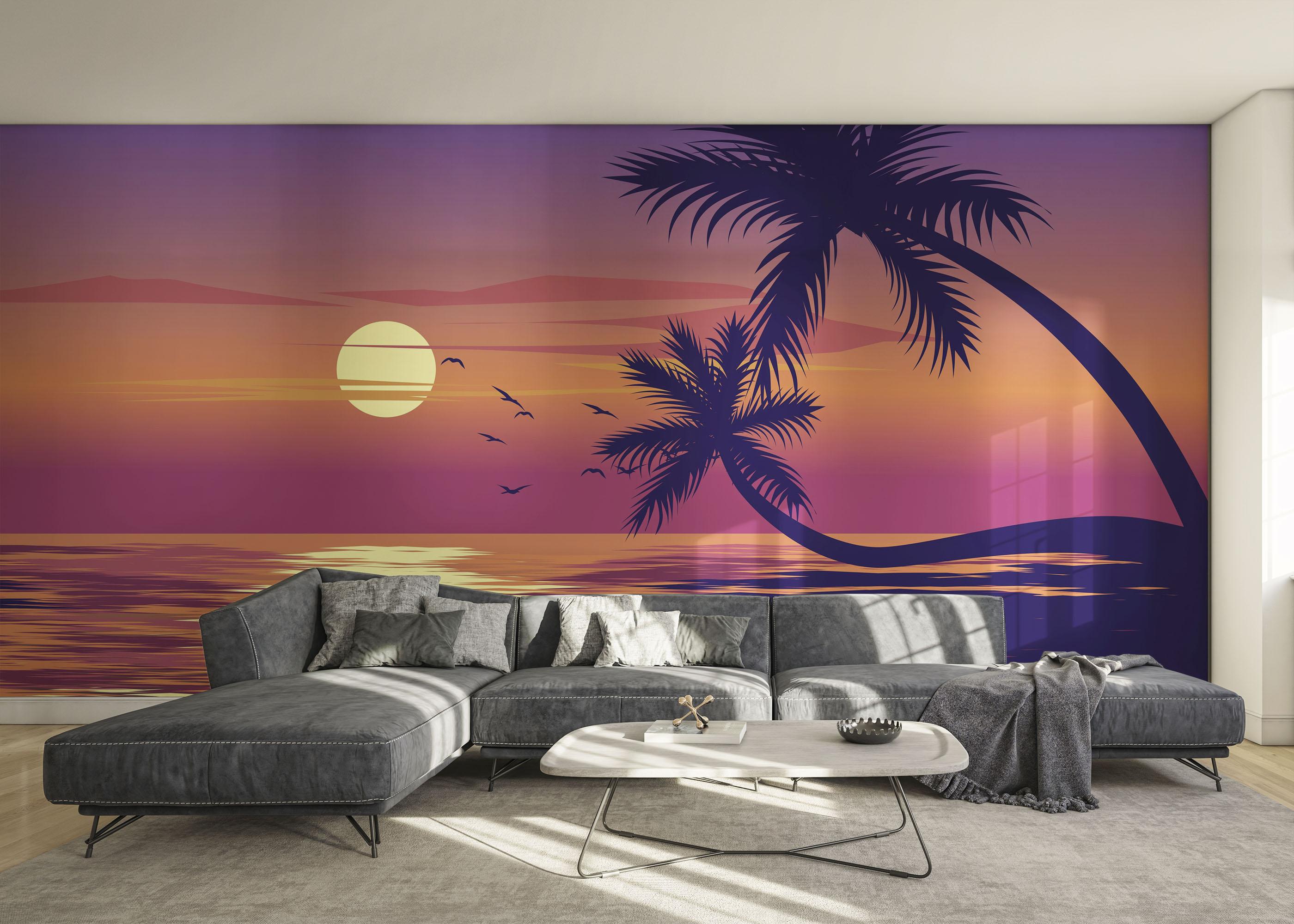 Fototapet Palm Ocean Sunset mockup 0