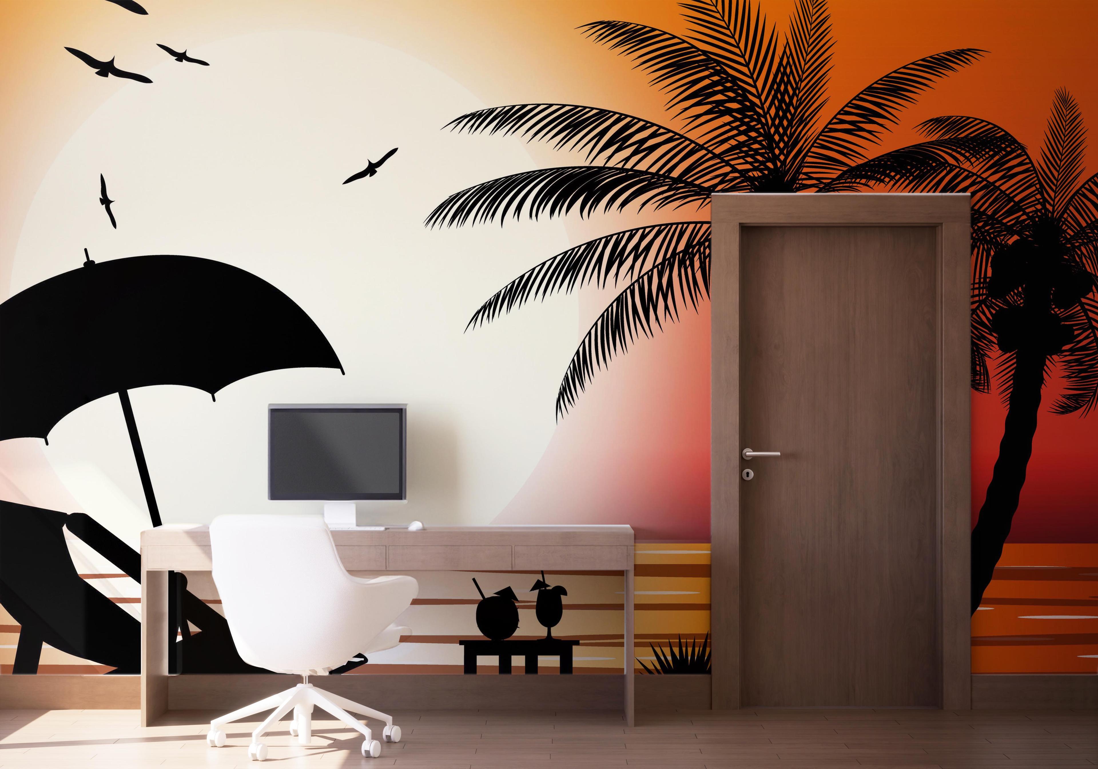 Fototapet Beach Chair Sunset mockup 1