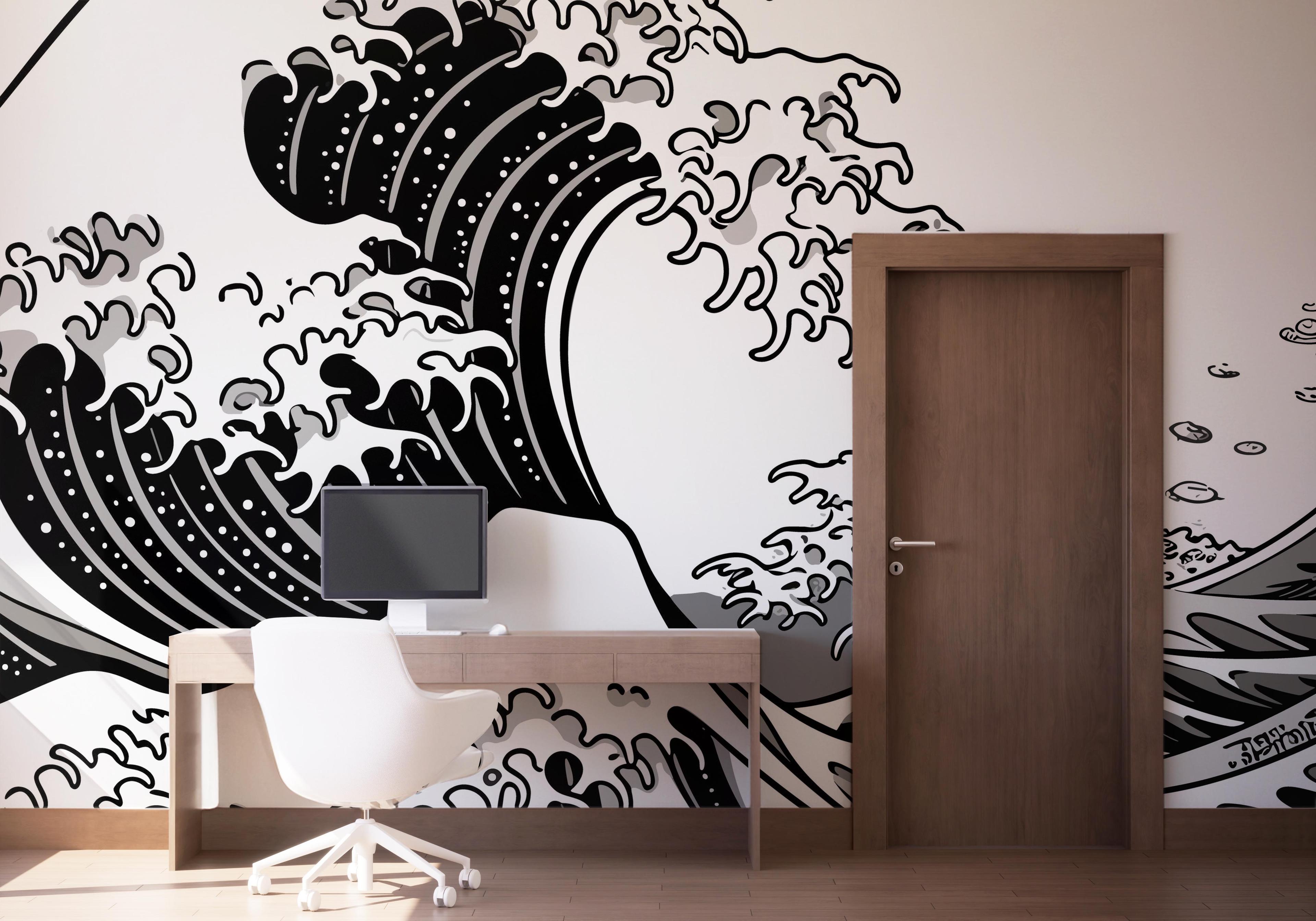 Fototapet Black Line Wave mockup 1