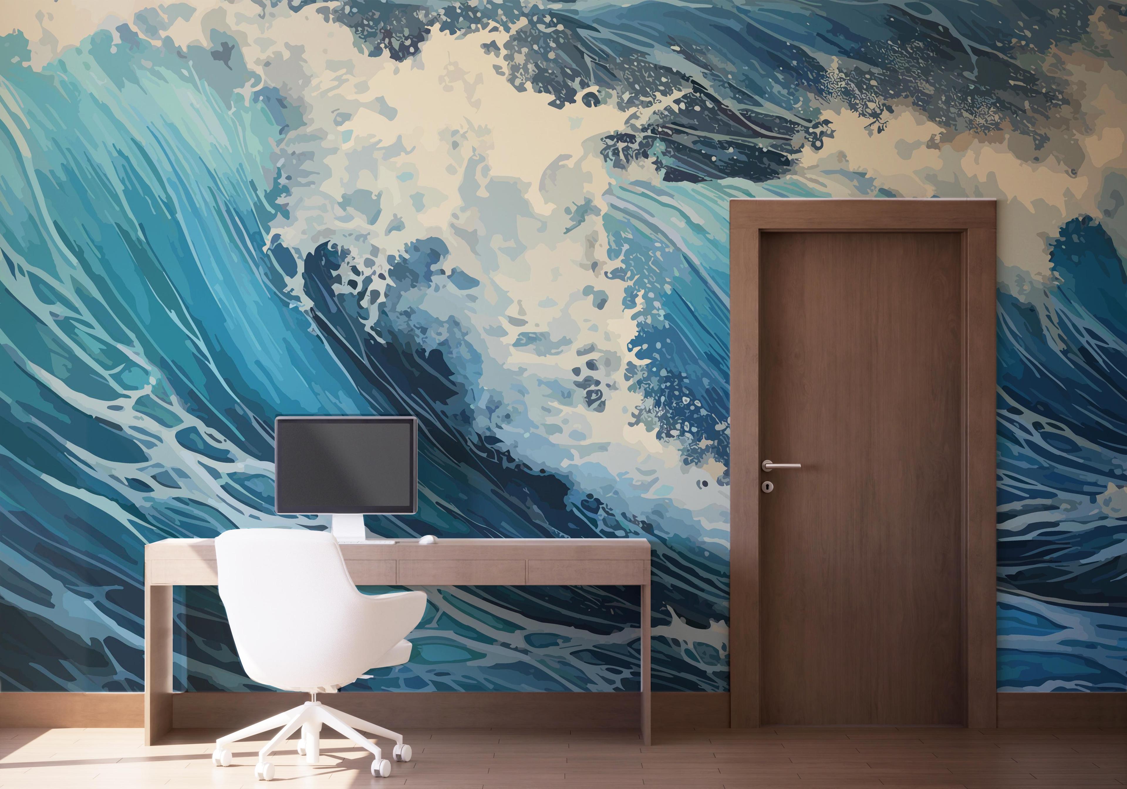 Fototapet Blue Art Wave mockup 1