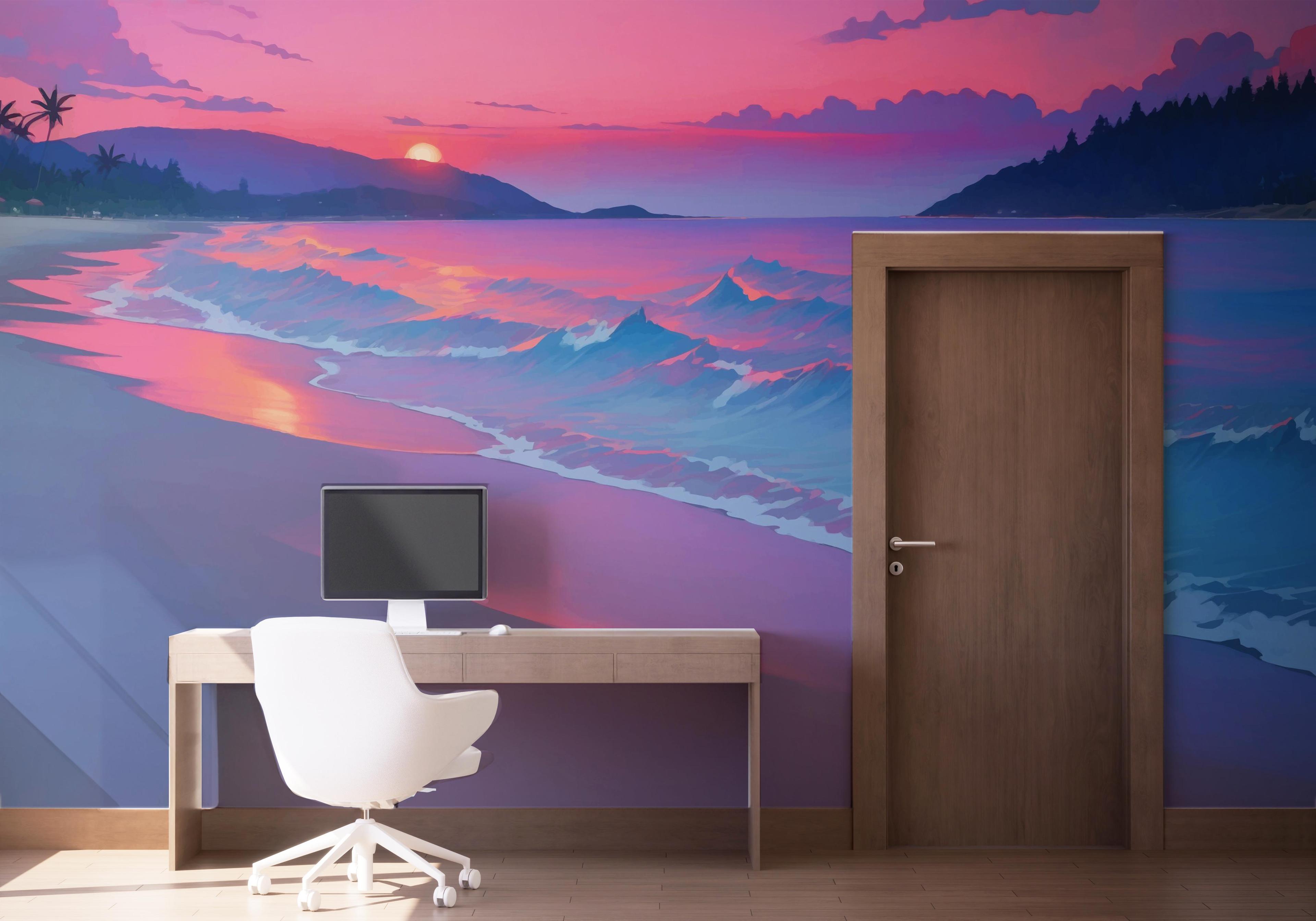 Fototapet Purple View Beach mockup 1
