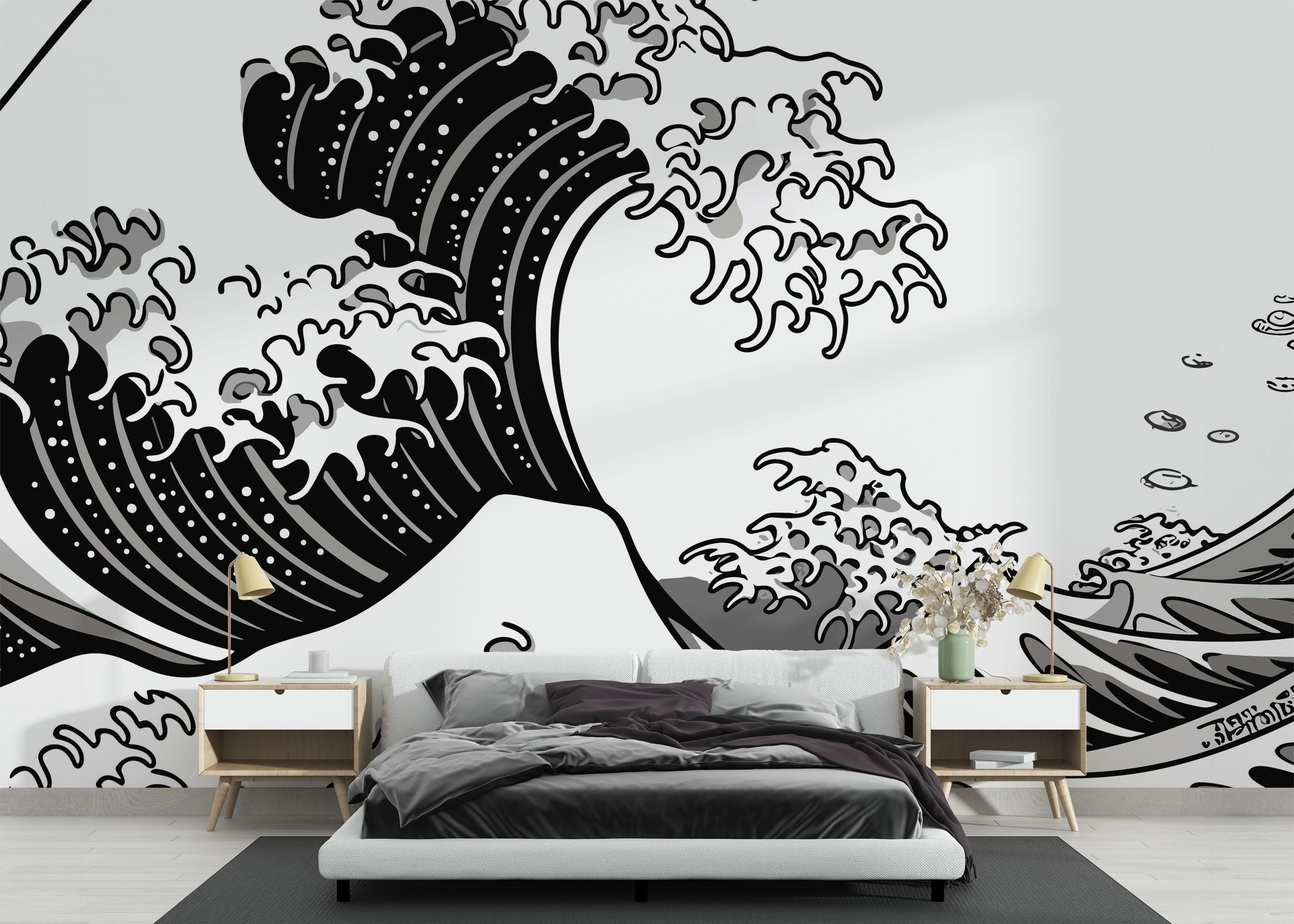 Fototapet Black Line Wave mockup 3