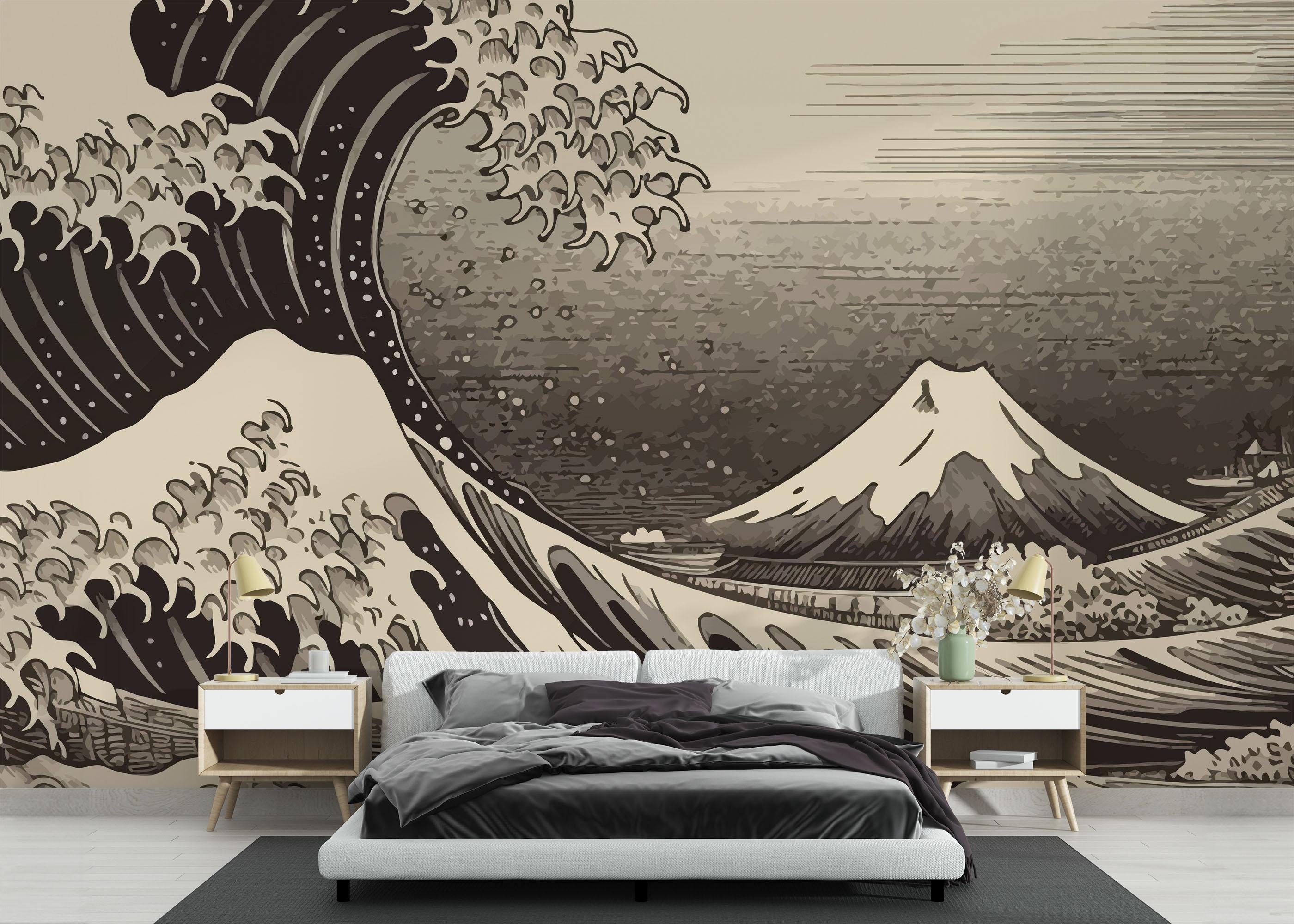 Fototapet Cream Brown Wave mockup 3