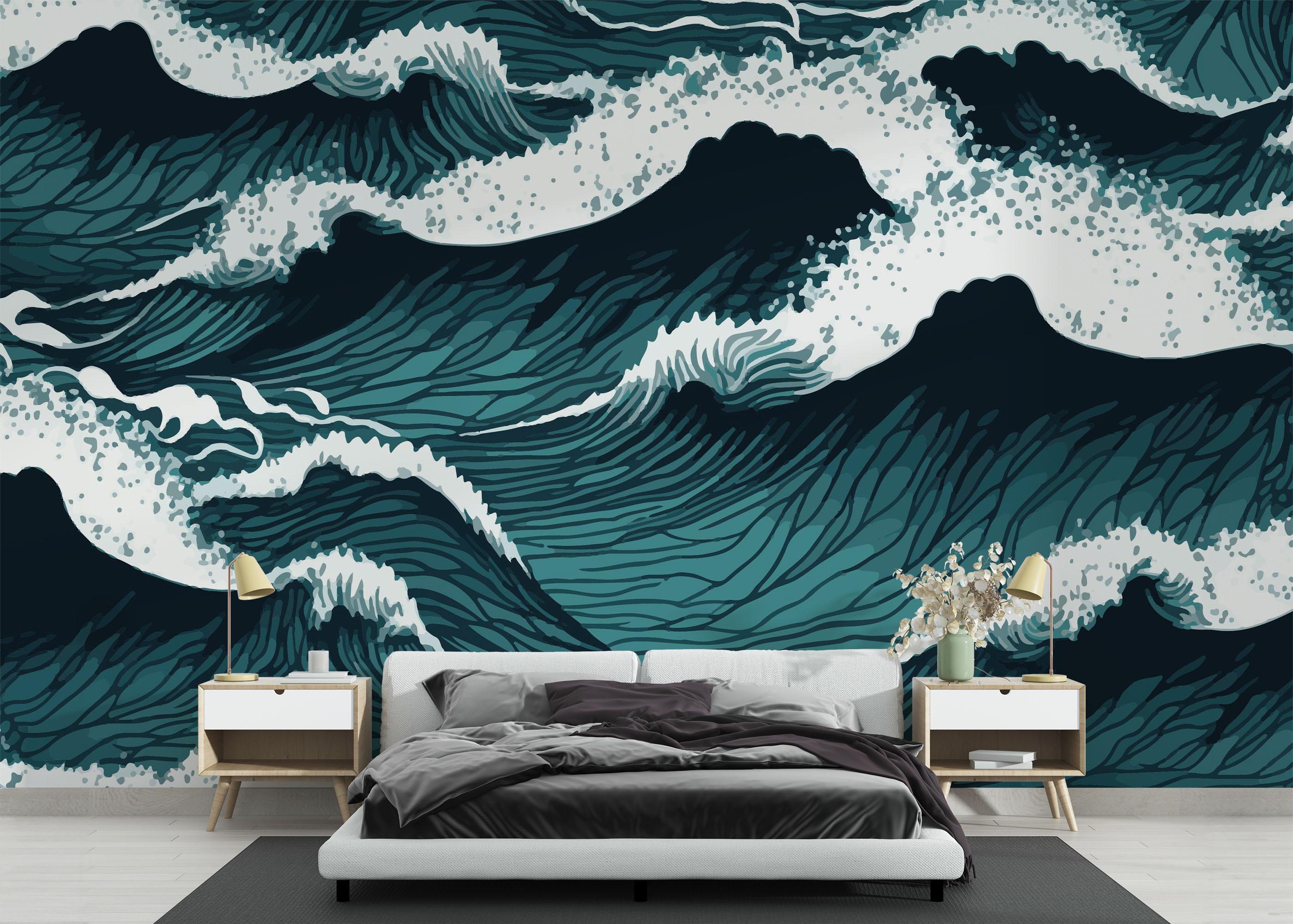 Fototapet Dark Green Wave mockup 3