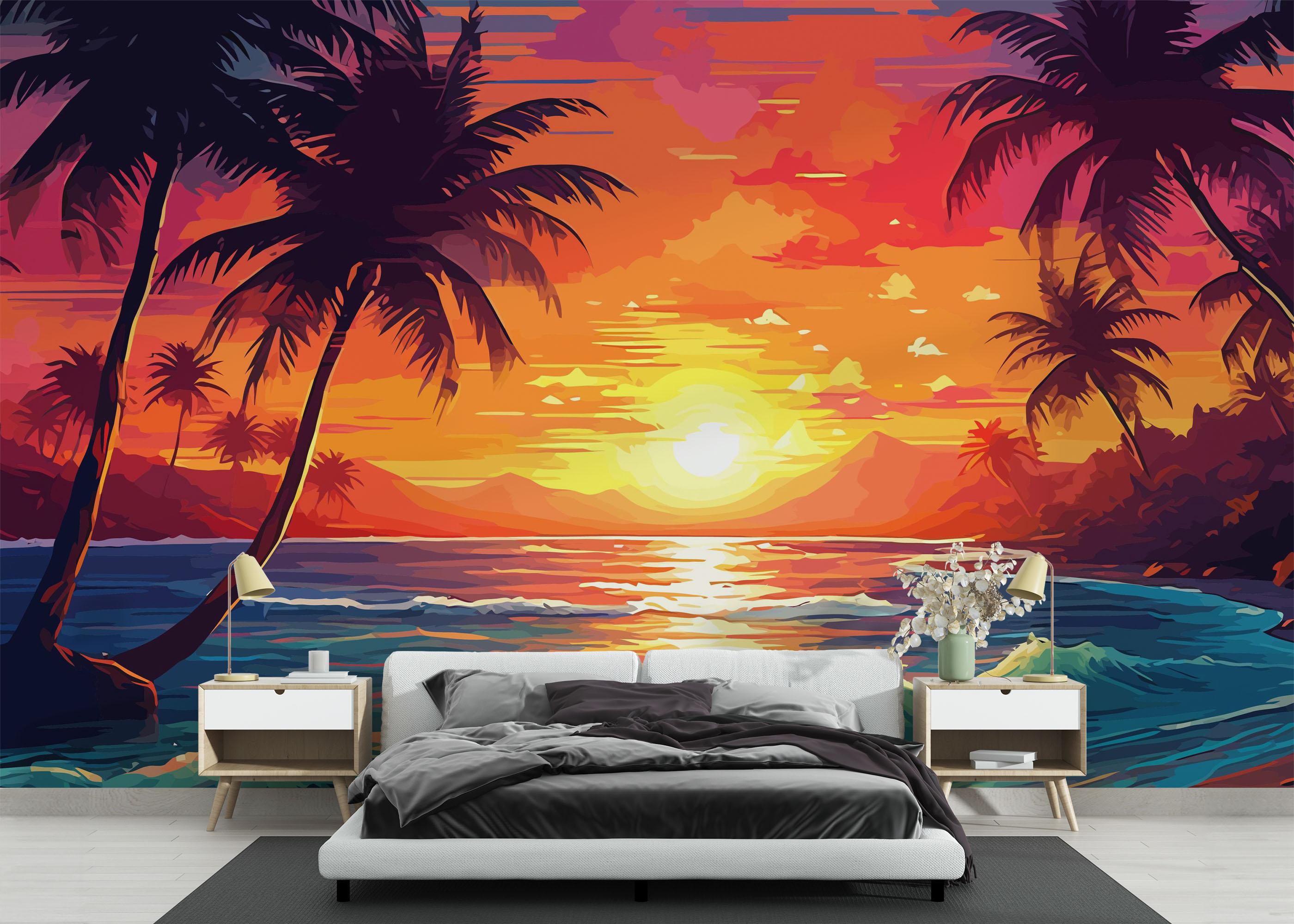 Fototapet Orange Light Beach mockup 3