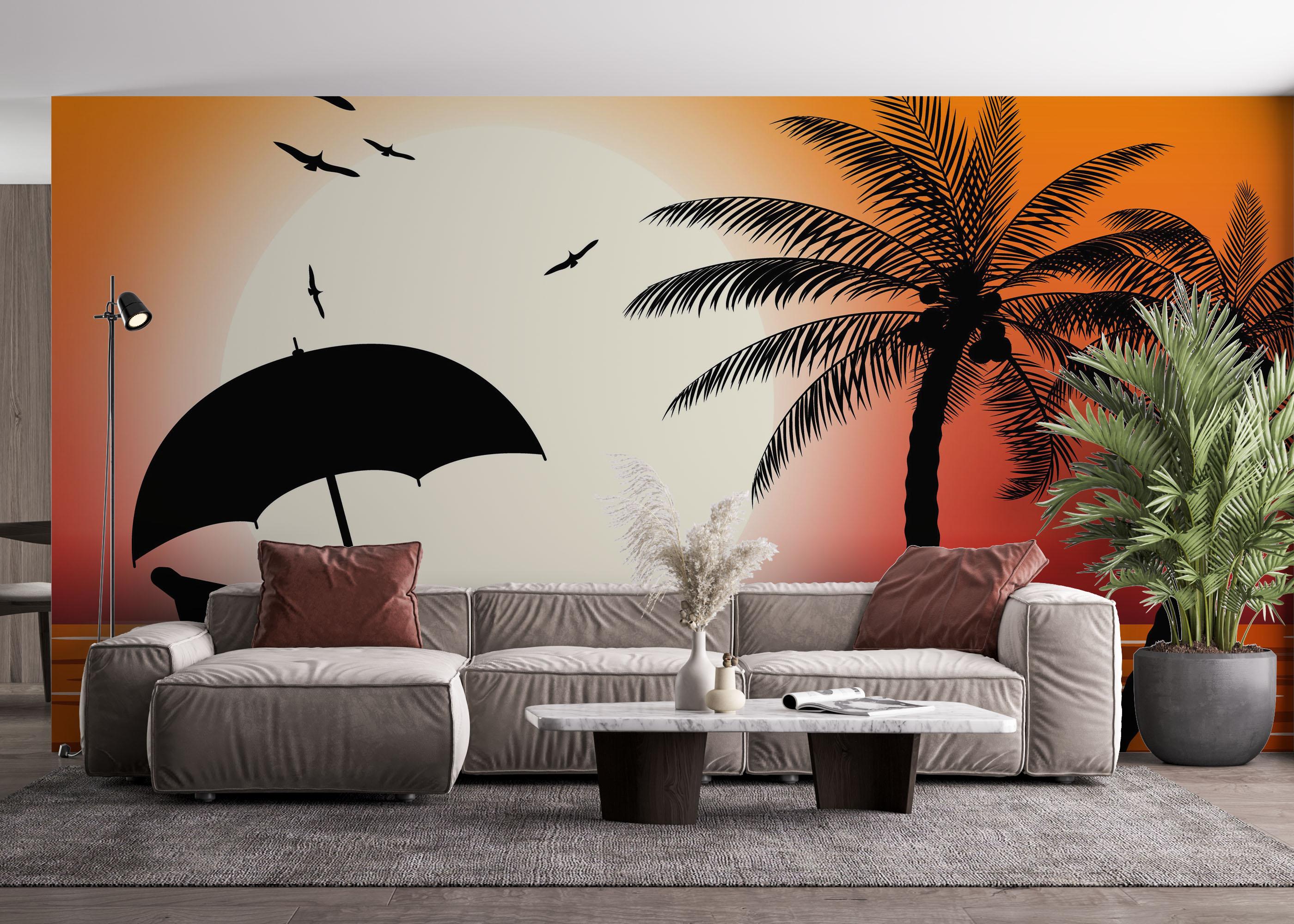 Fototapet Beach Chair Sunset mockup 4