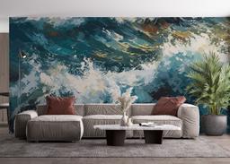 Blue White Wave Art mockup 4