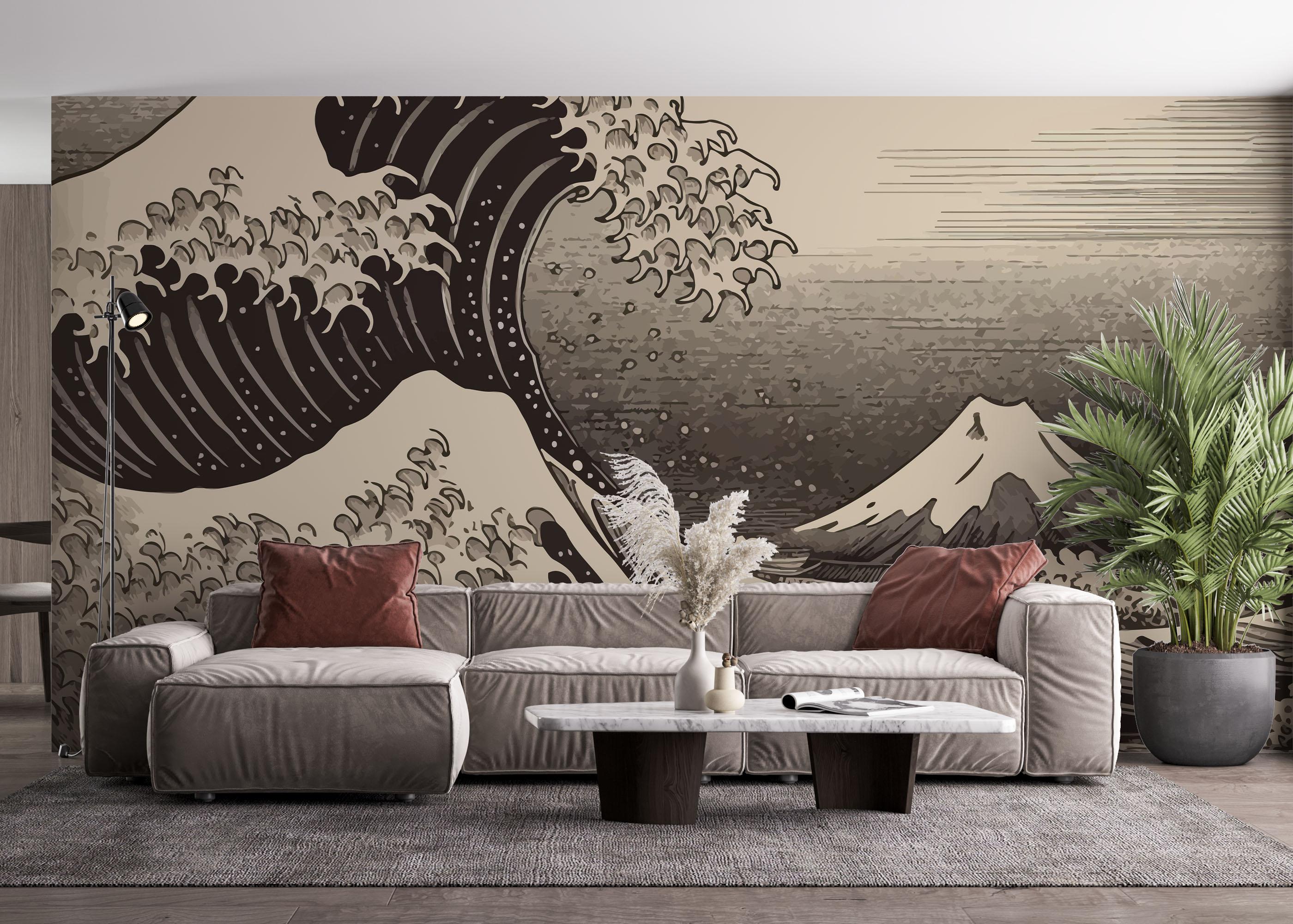 Fototapet Cream Brown Wave mockup 4