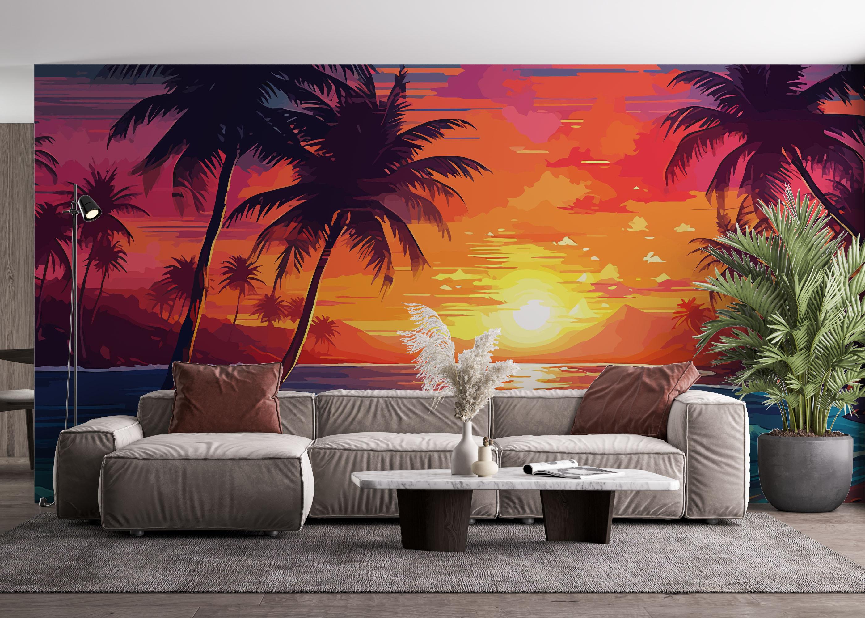 Fototapet Orange Light Beach mockup 4