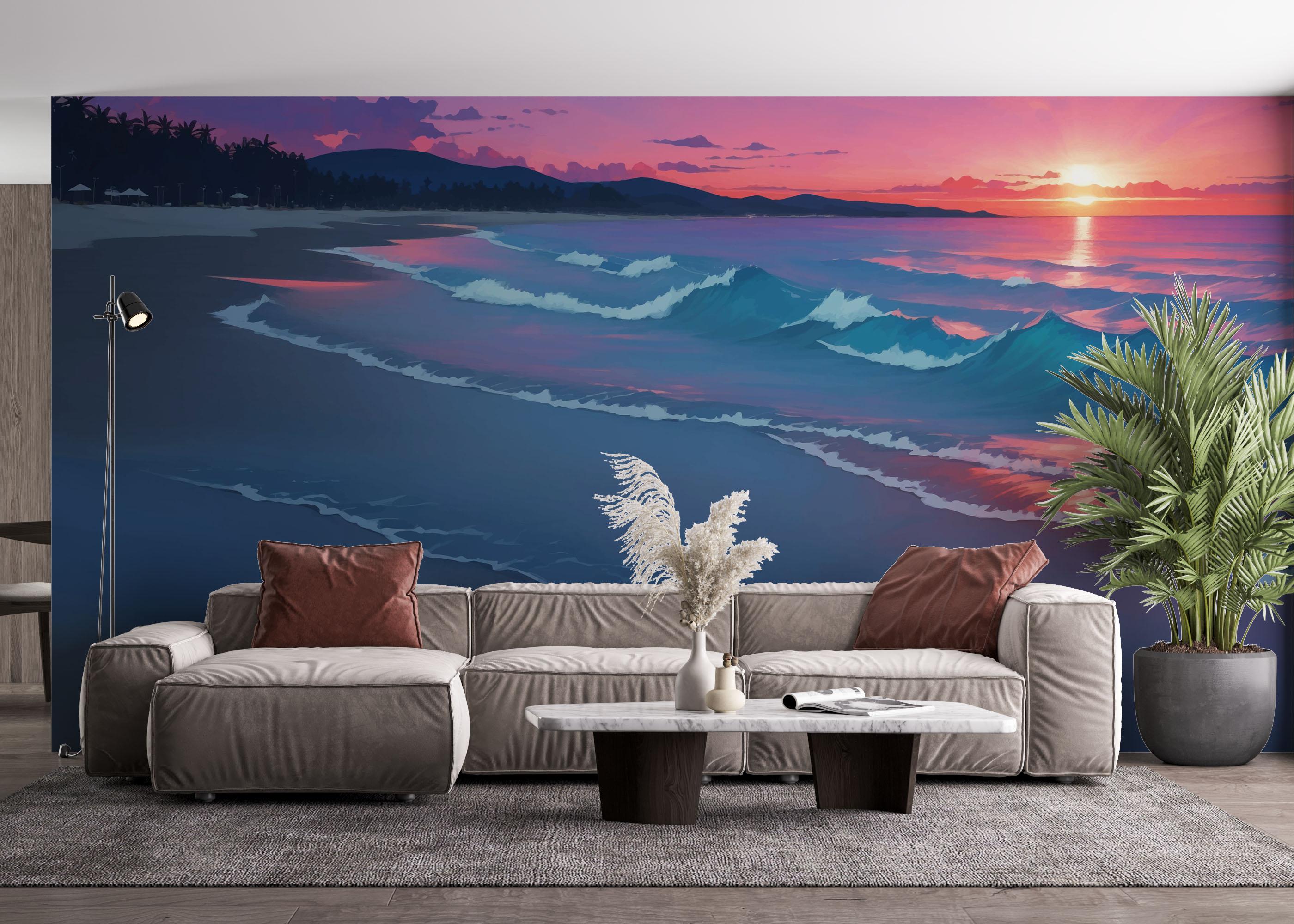 Fototapet Purple Light Beach mockup 4