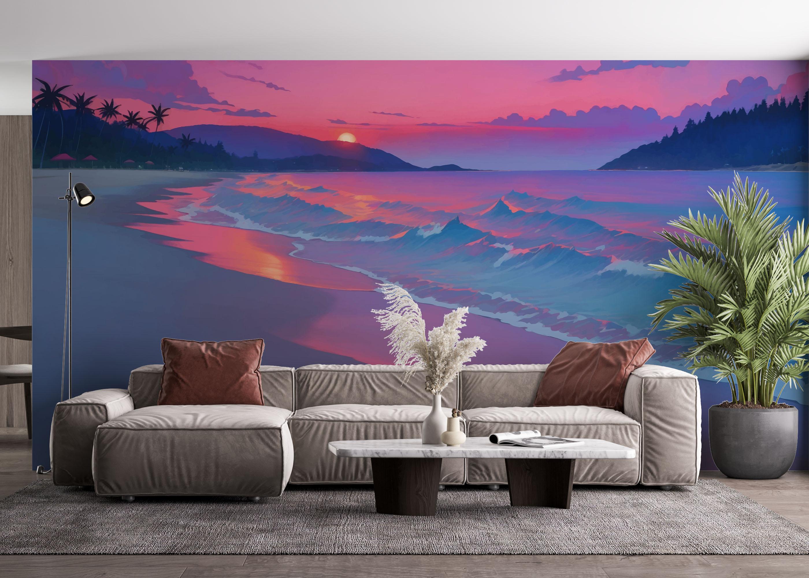 Fototapet Purple View Beach mockup 4