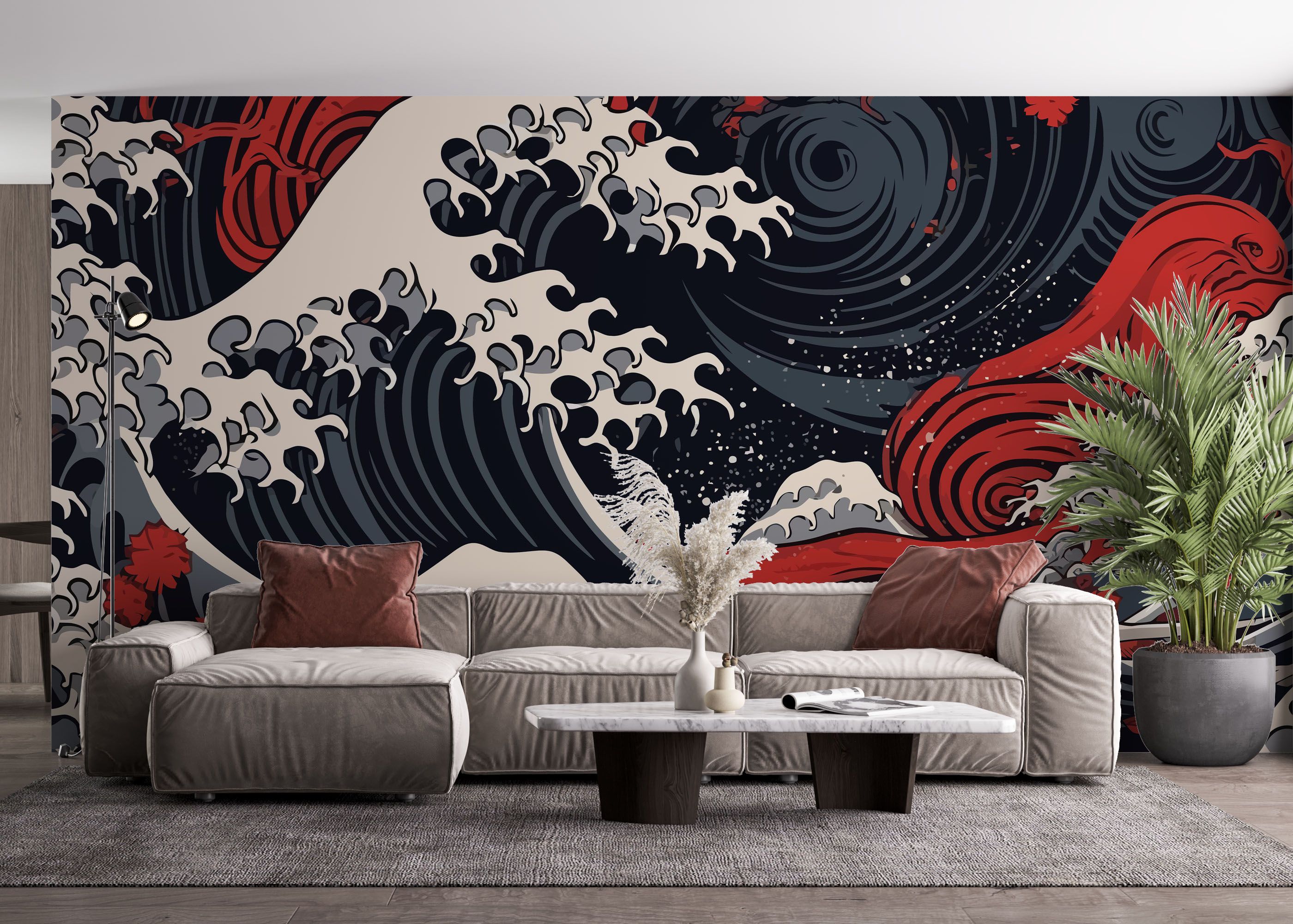 Red Blue Wave Art mockup 4