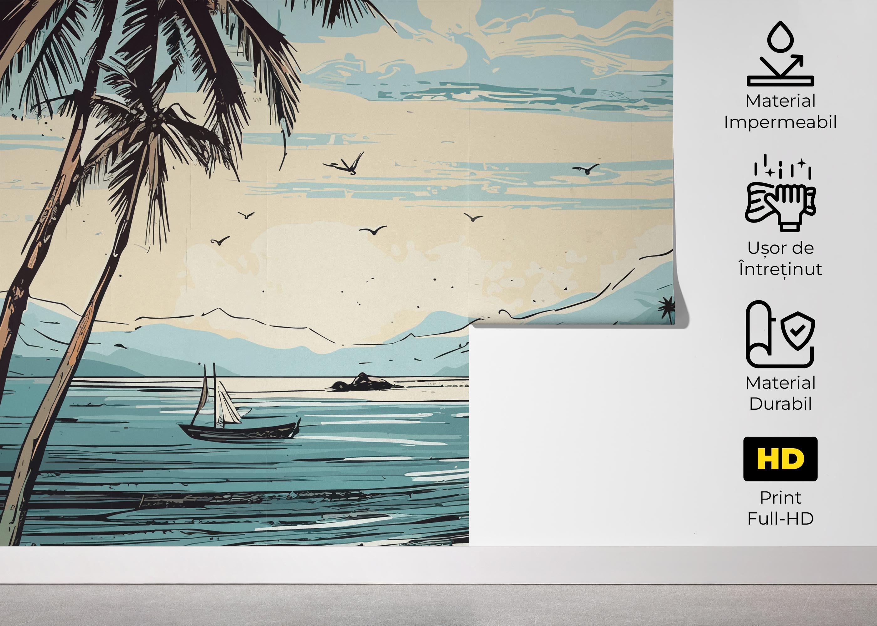 Fototapet Black Line Beach mockup 5