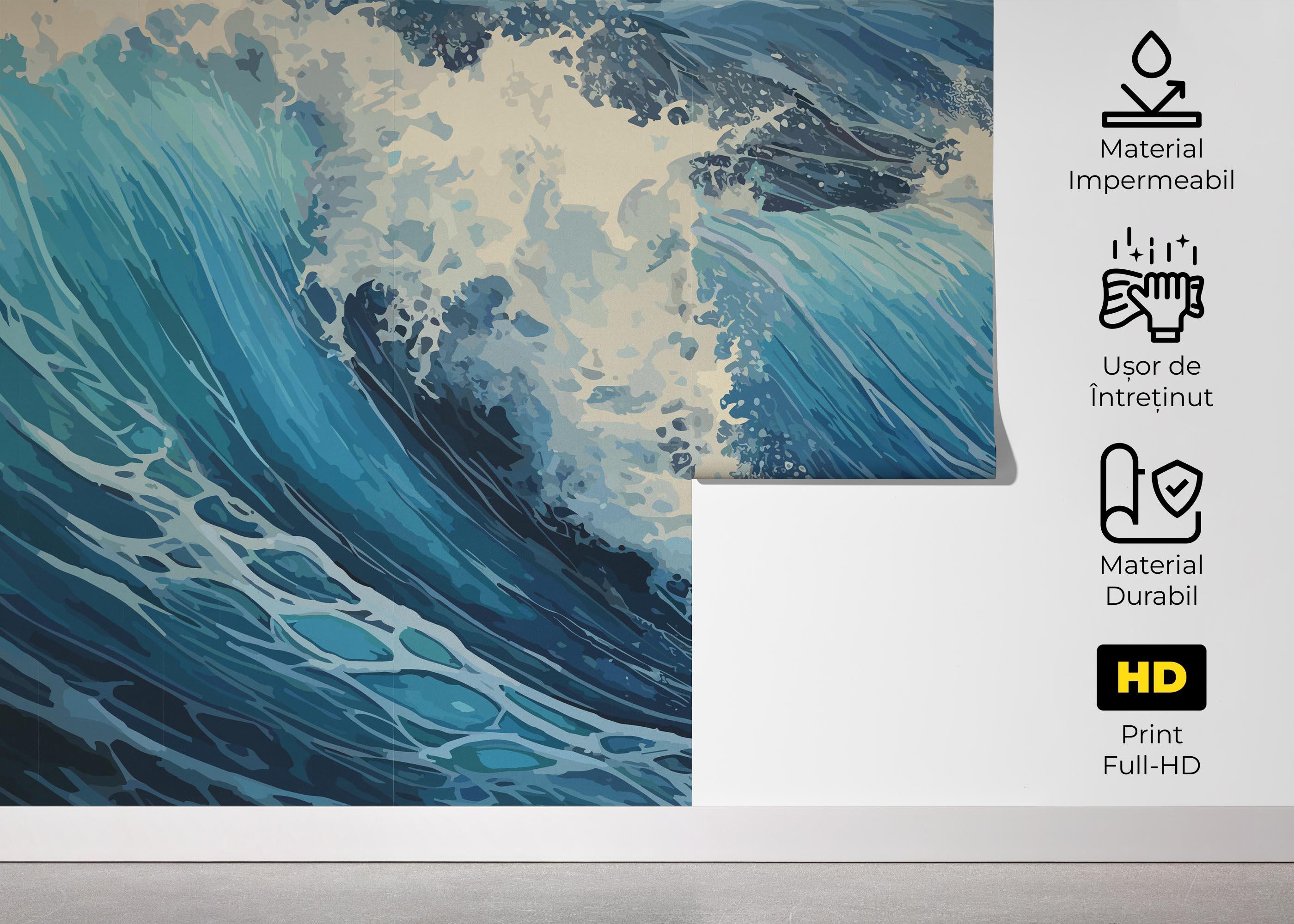 Fototapet Blue Art Wave mockup 5