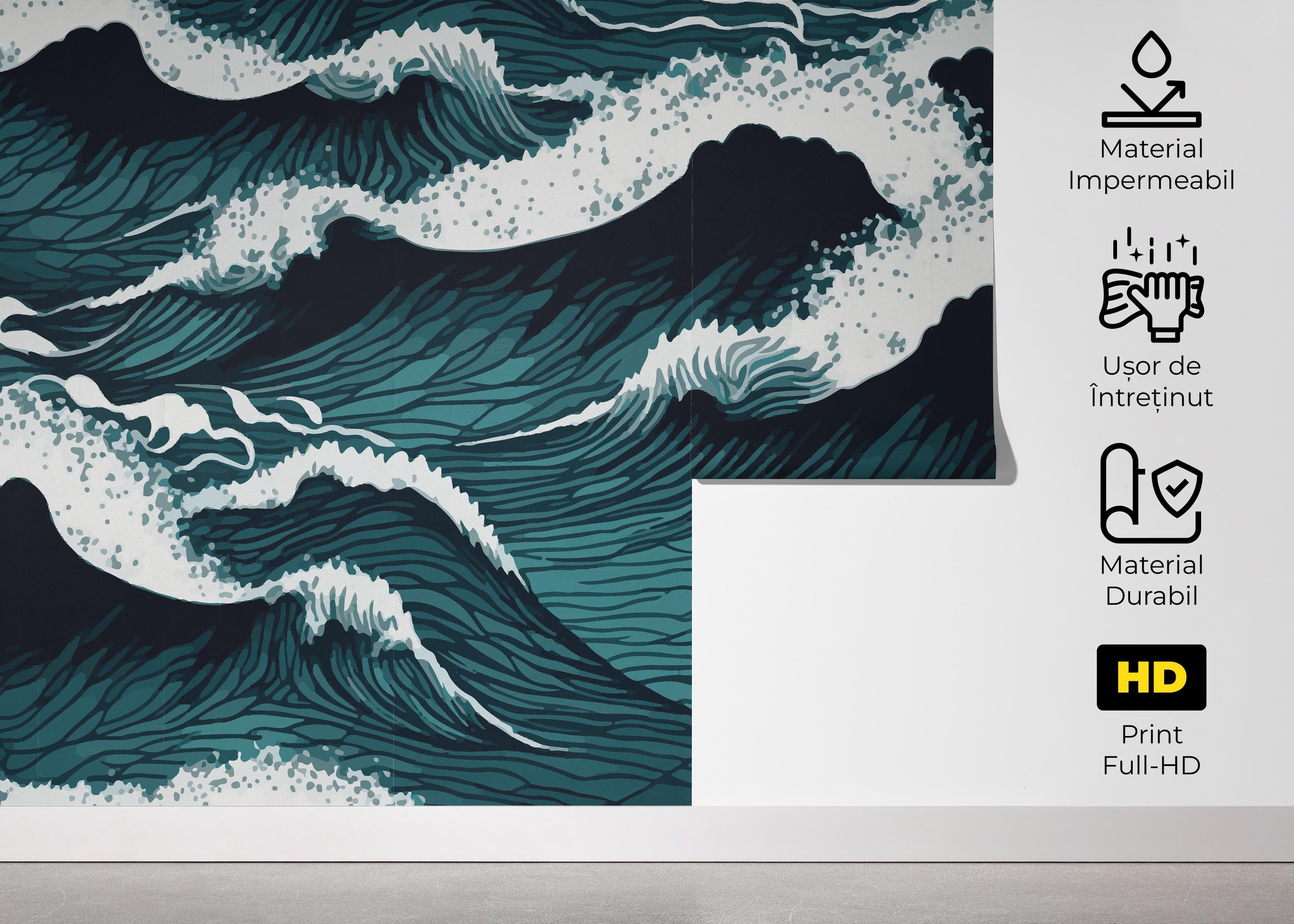Fototapet Dark Green Wave mockup 5