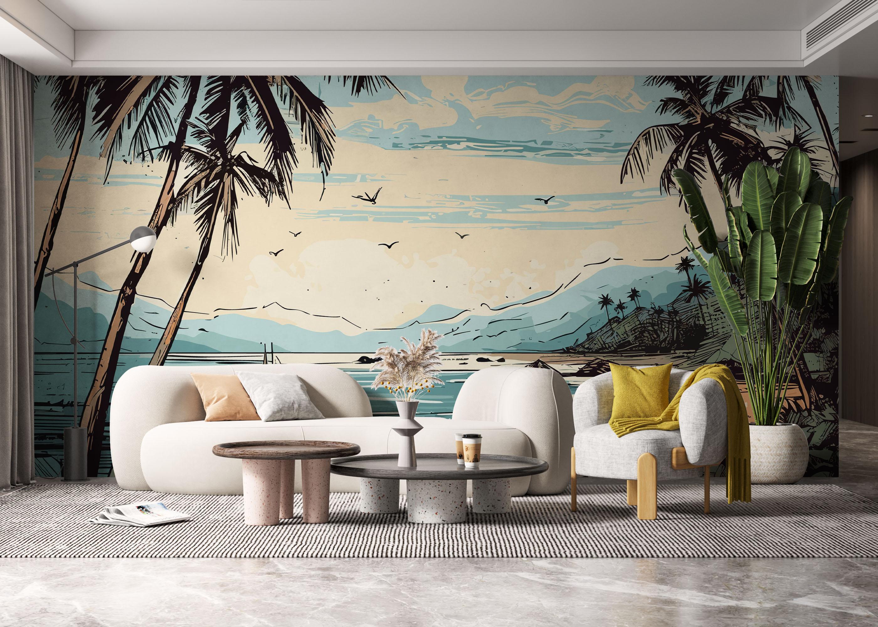 Fototapet Black Line Beach mockup 6