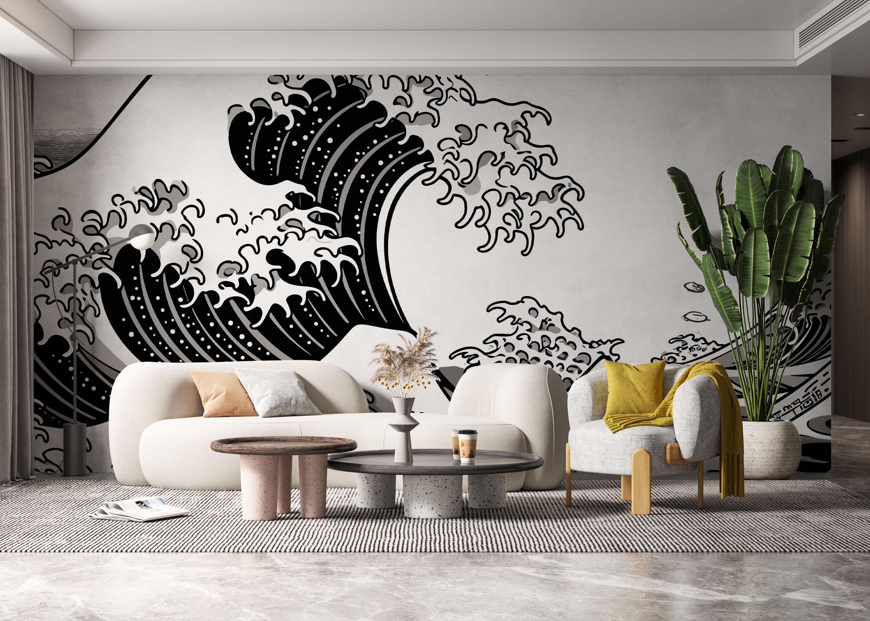 Fototapet Black Line Wave mockup 6