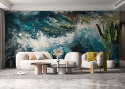 Blue White Wave Art mockup 6