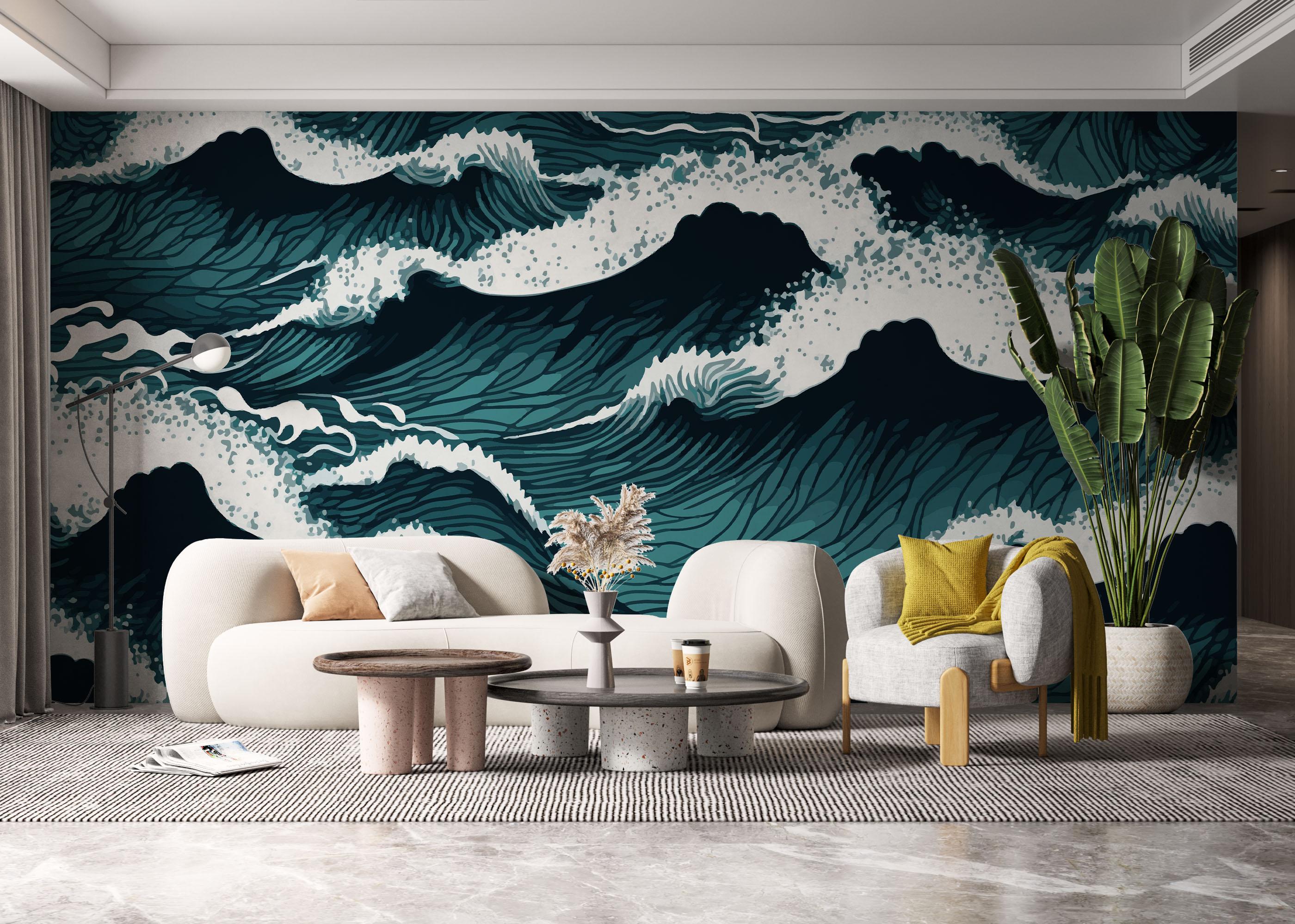 Fototapet Dark Green Wave mockup 6